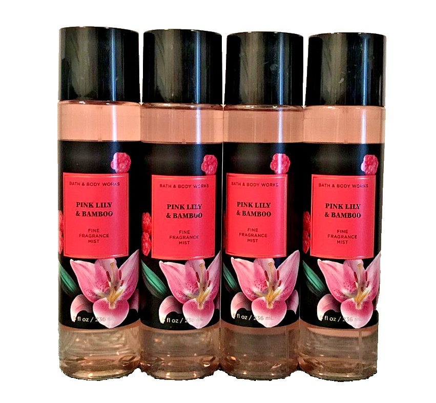 PINK LILY & BAMBOO FRAGRANCE MIST BODY SPRAY BATH & BODY WORKS 8 OZ lot x 4