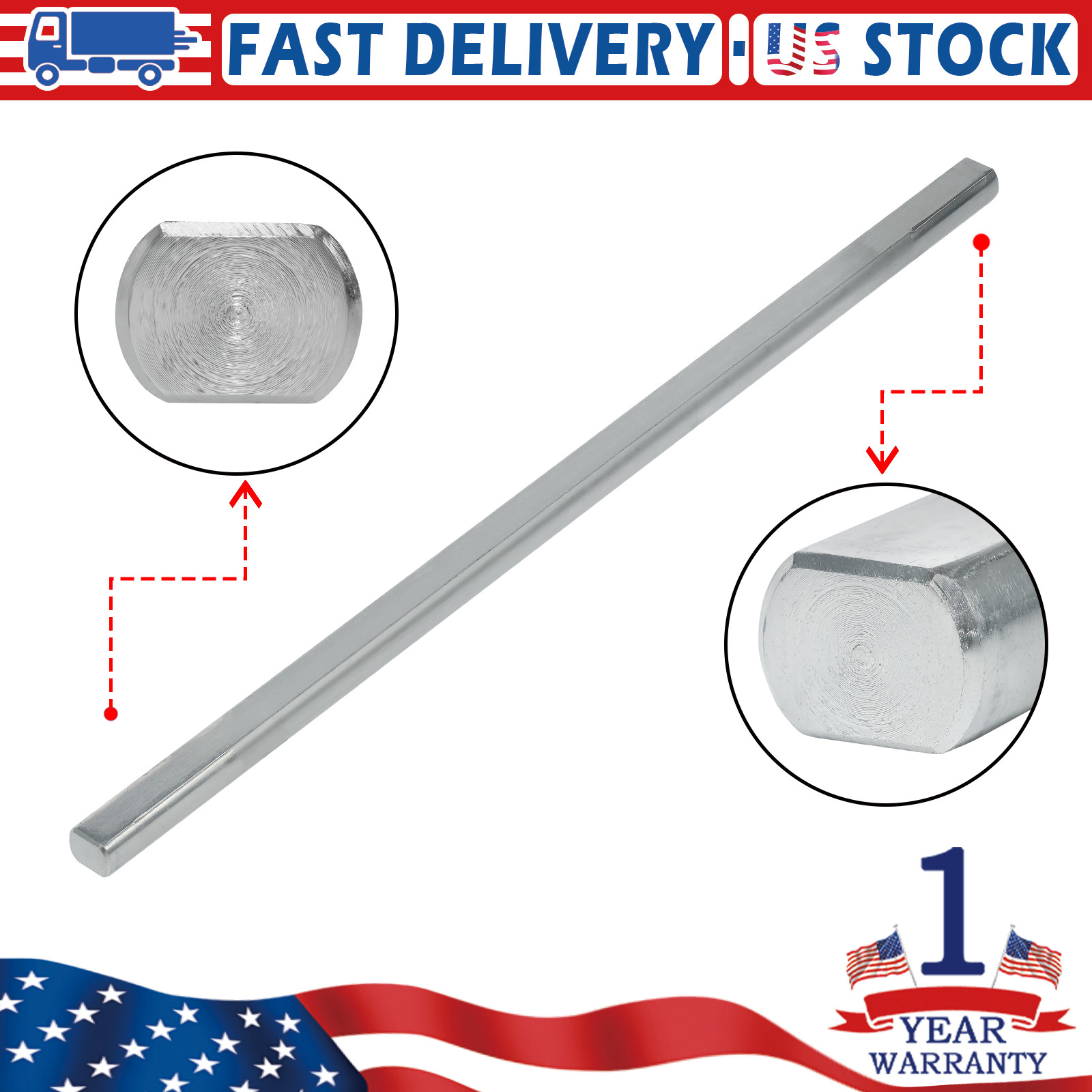 23\'\' Long Polished Steel Steering Shaft 3/4\'\' DD Street Rod 23\'\' Long Polished Steel Steering Shaft 3/4\'\' DD Street Rod