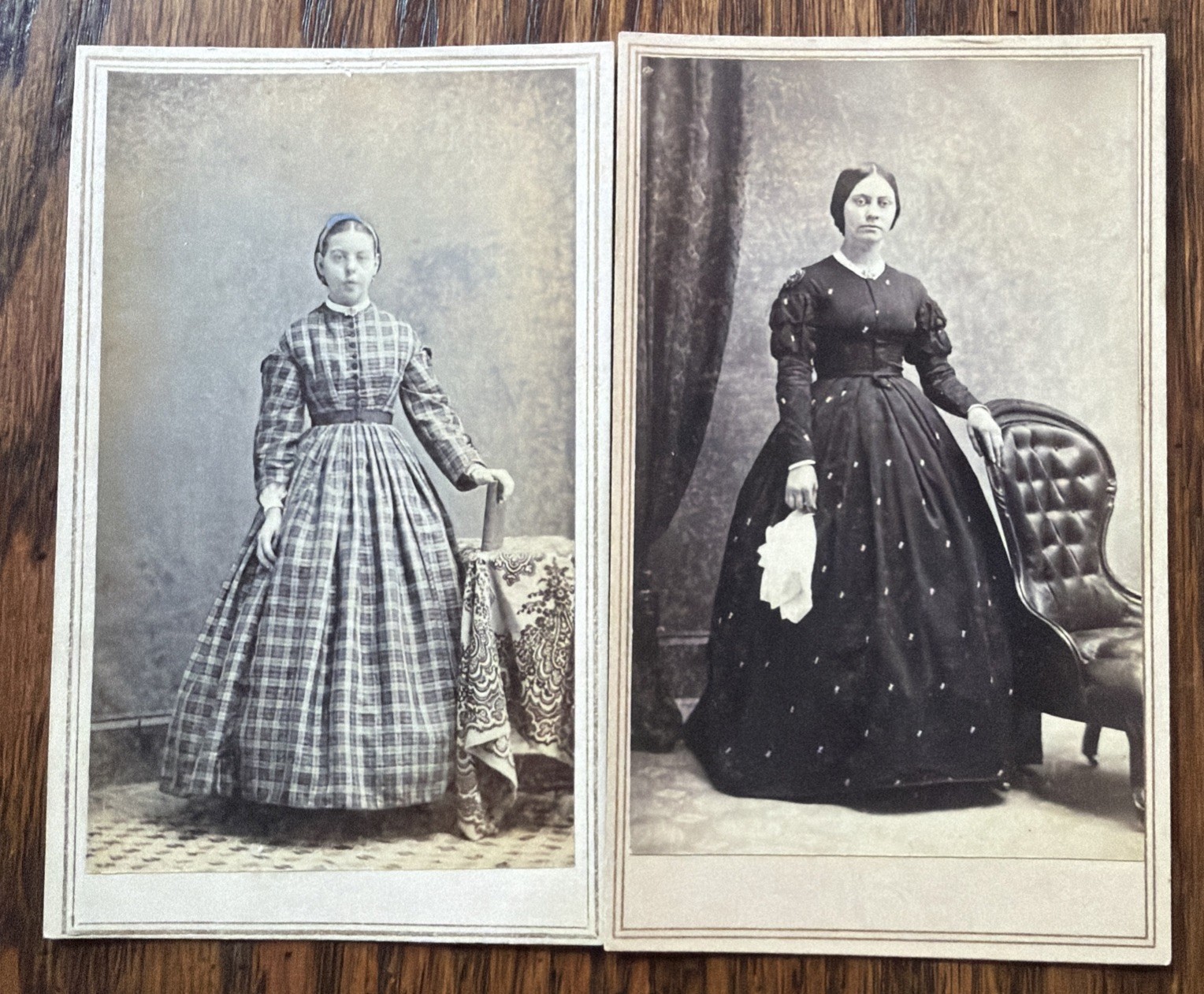 2 1860s Civil War Era Pretty Women Fashion CDV Photo Lot Dresses Westerly, RI 2 1860s Civil War Era Pretty Women Fashion CDV Photo Lot Dresses Westerly, RI
