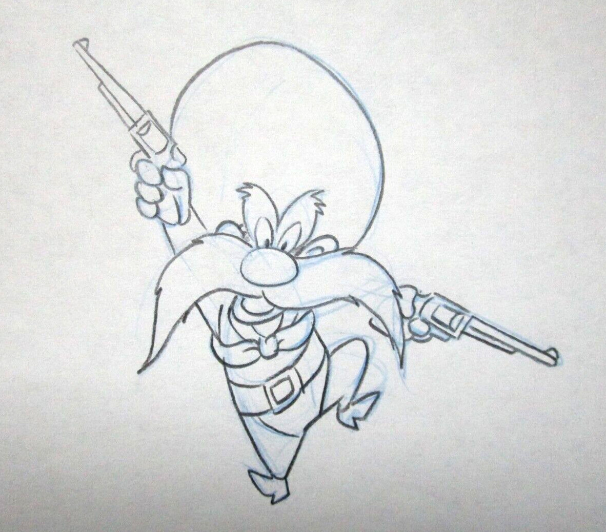 1980\'s YOSEMITE SAM Warner Brothers ORIGINAL PRODUCTION cel DRAWING hat guns