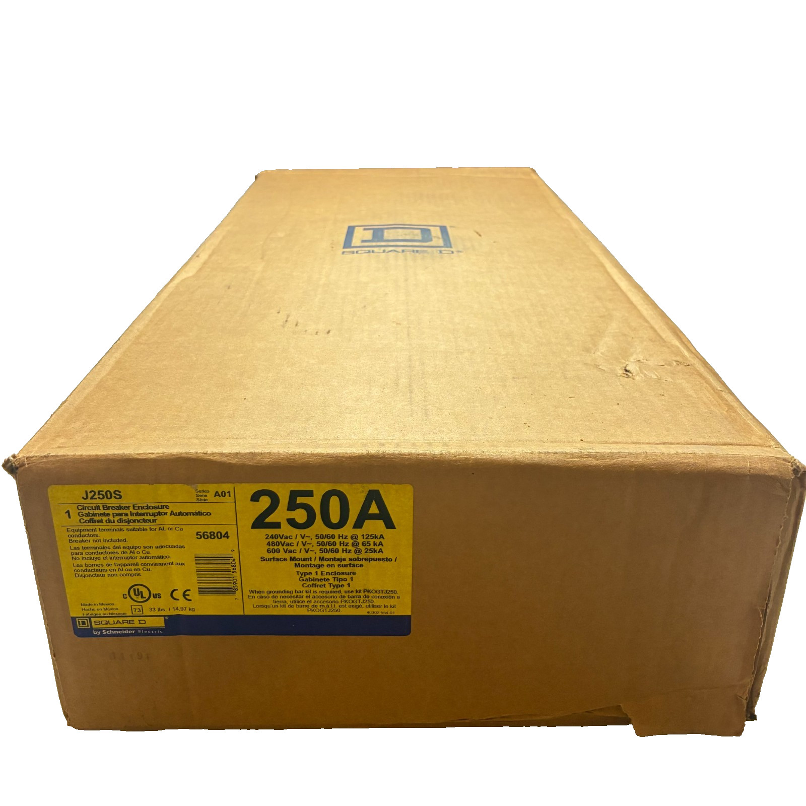 SQUARE D J250S Circuit Breaker Enclosure 2-3 Pole 15-250A 600V SQUARE D J250S Circuit Breaker Enclosure 2-3 Pole 15-250A 600V