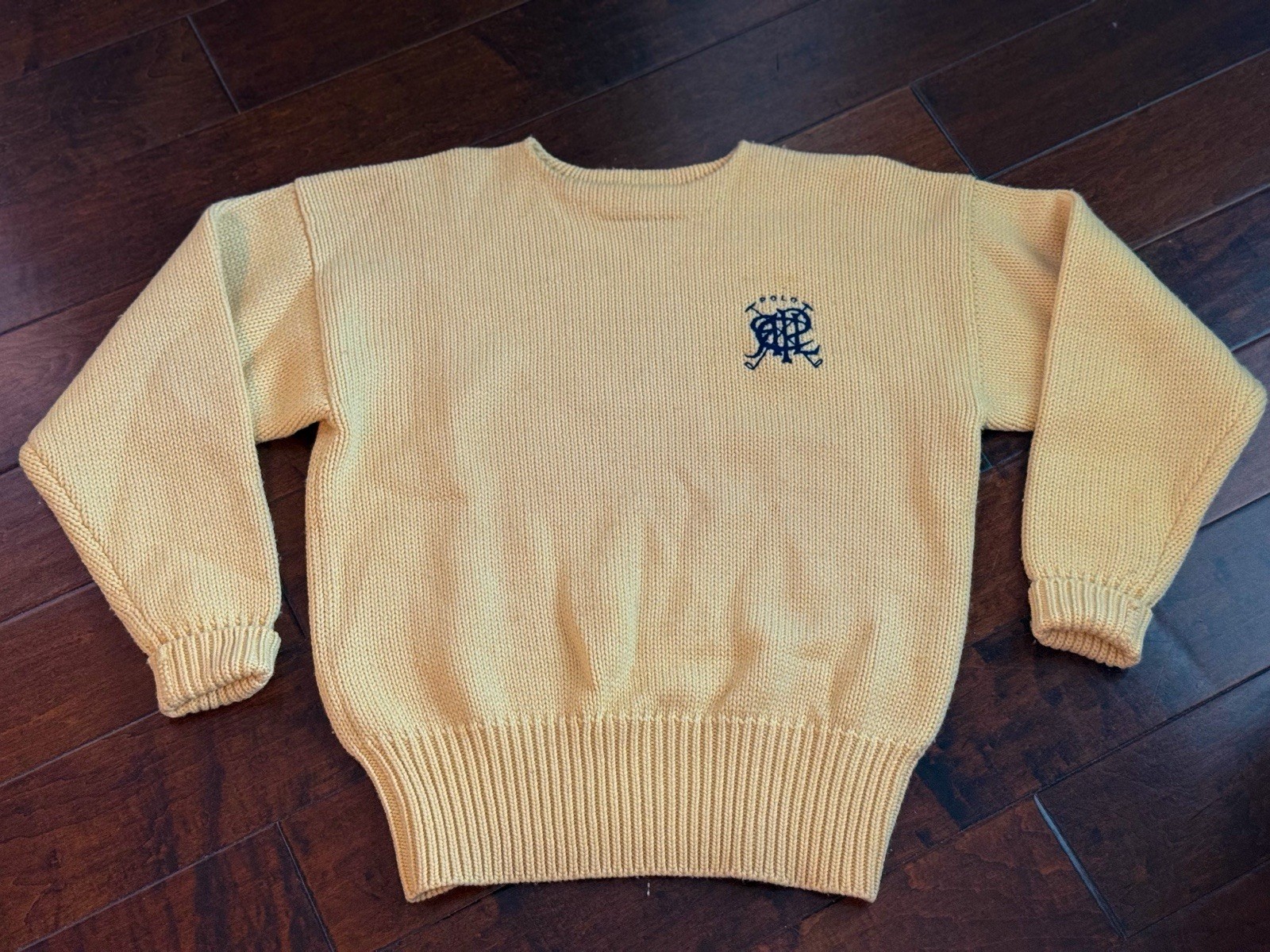 Vintage 1988 Polo Ralph Lauren RLPC Crest Wool Sweater - Yellow L Made Hong Kong
