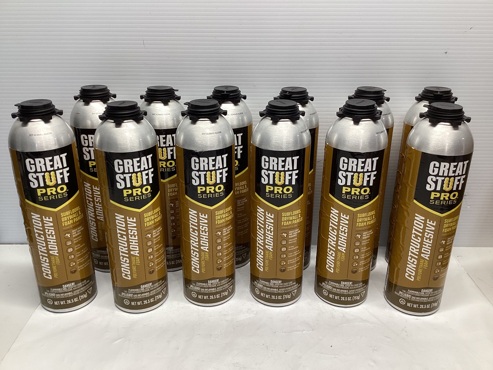 Great Stuff Pro 26.5 Oz Aerosol Floor & Wall Foam Adhesive 12 Pack
