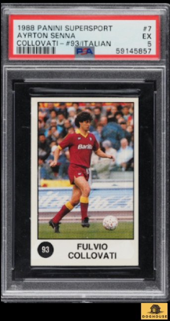 1988 Panini Supersport Italian Fulvio Collovati & Ayrton Senna #7 PSA 5 EX