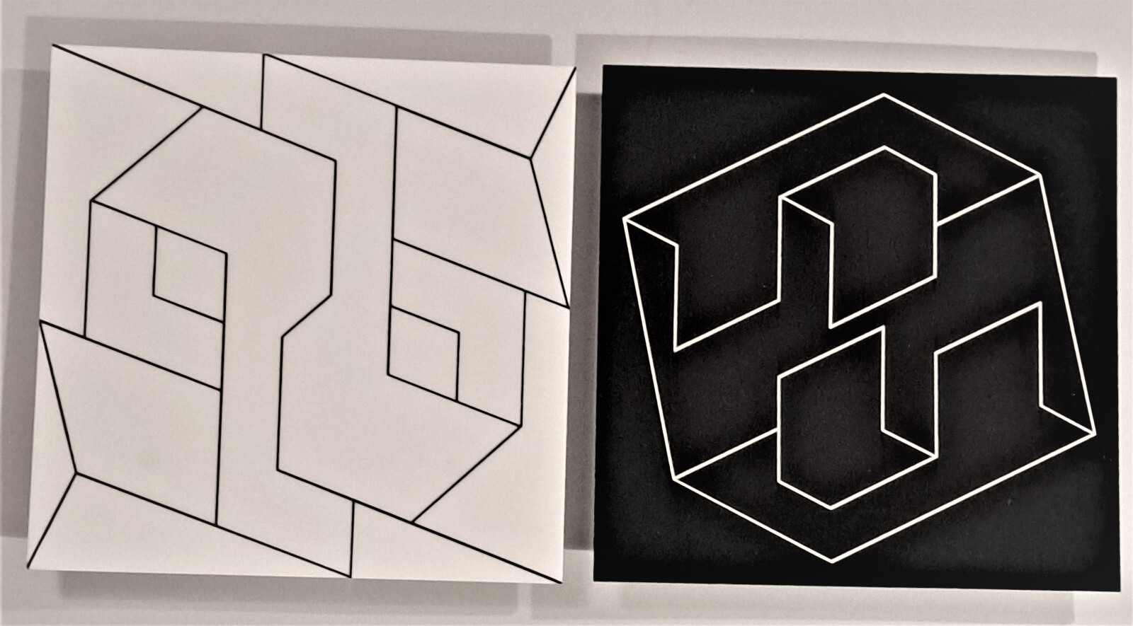 Richard RC Newman 1968 Pr Plastic Op Art Hanging Geometric Lucite Vintage Signed
