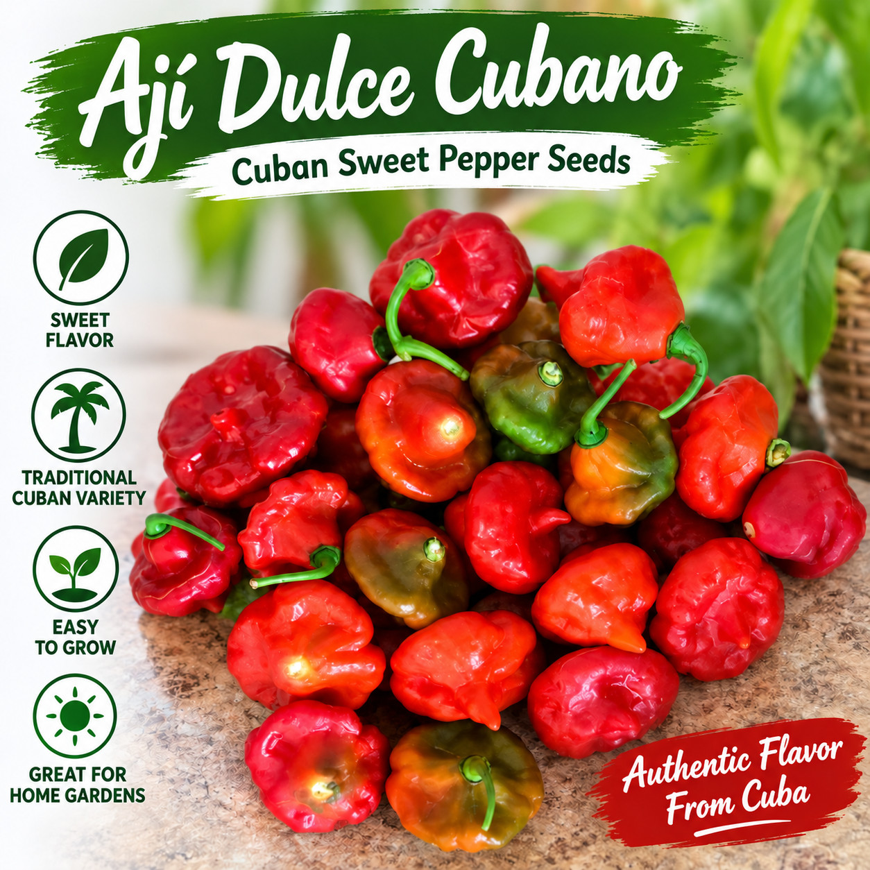 Aji Cachucha Pepper Seeds, Aji Dulce, Sweet Peppers Semillas