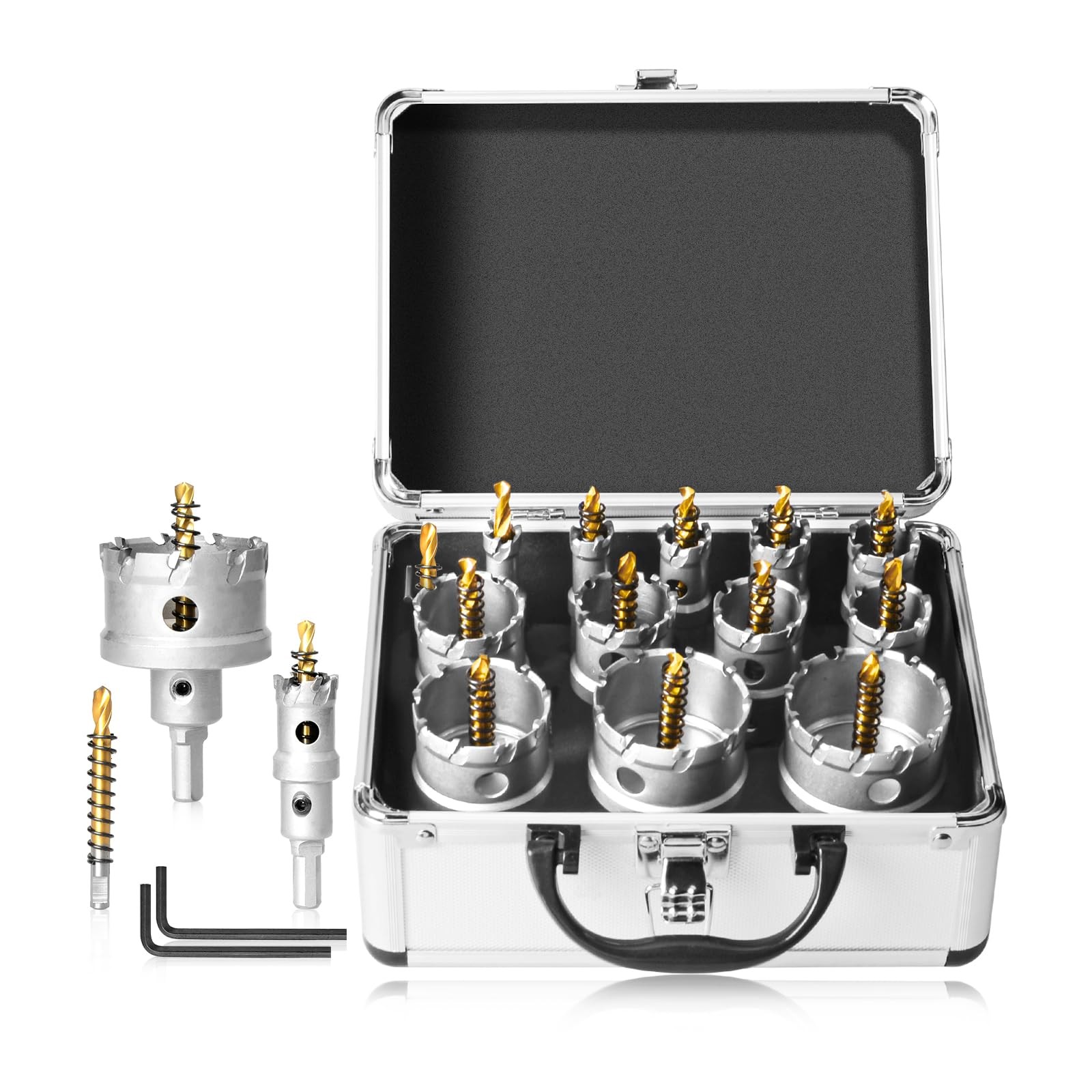 Best 16Pcs Upgrade Heavy Duty Carbide Hole Saw Kit - Metal Steel Drill Bits TCT