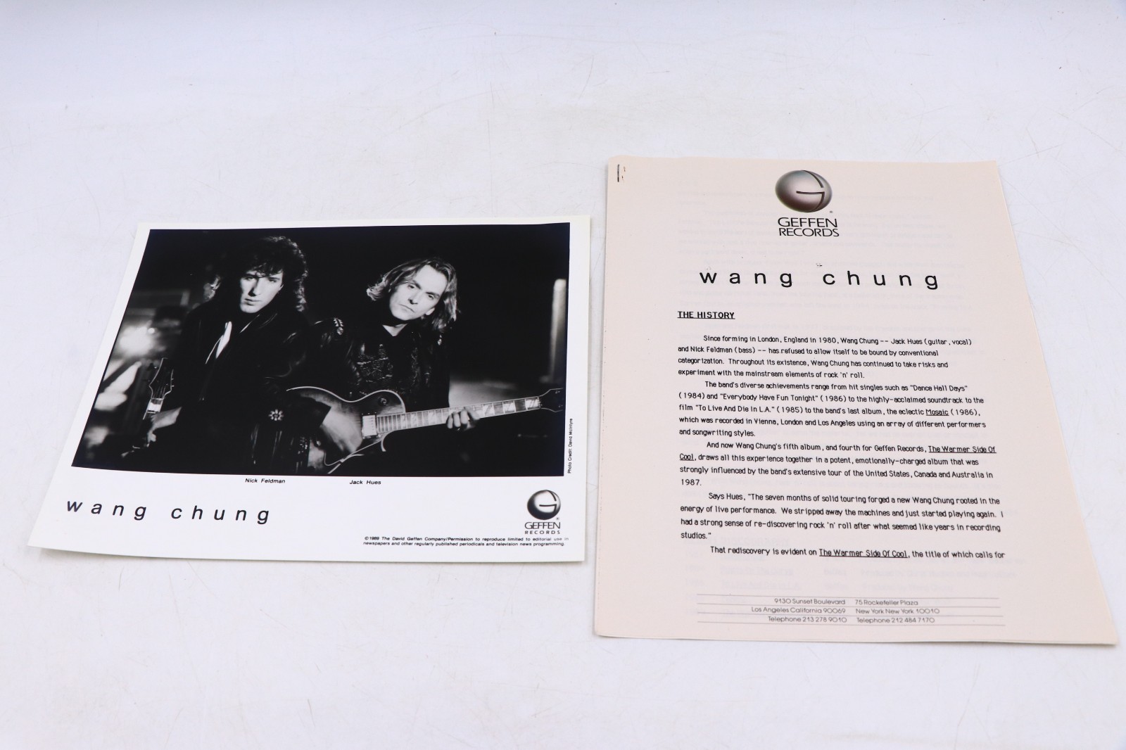 Wang Chung Warmer Side Of Cool 1989 Geffen Press Kit 8x10 Photo Promo Bio