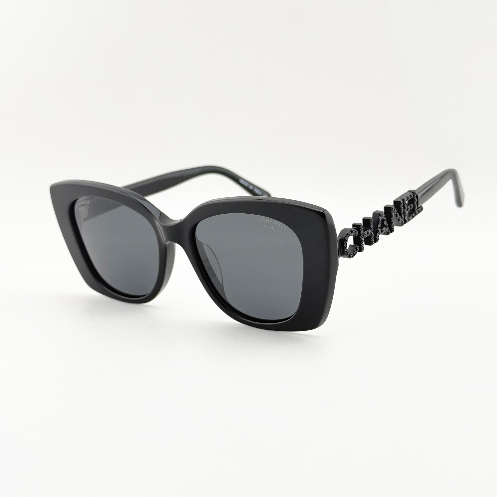 CHANEL CH5422B Polarized Sunglasses Black Frame Dark Grey Lens Unisex New