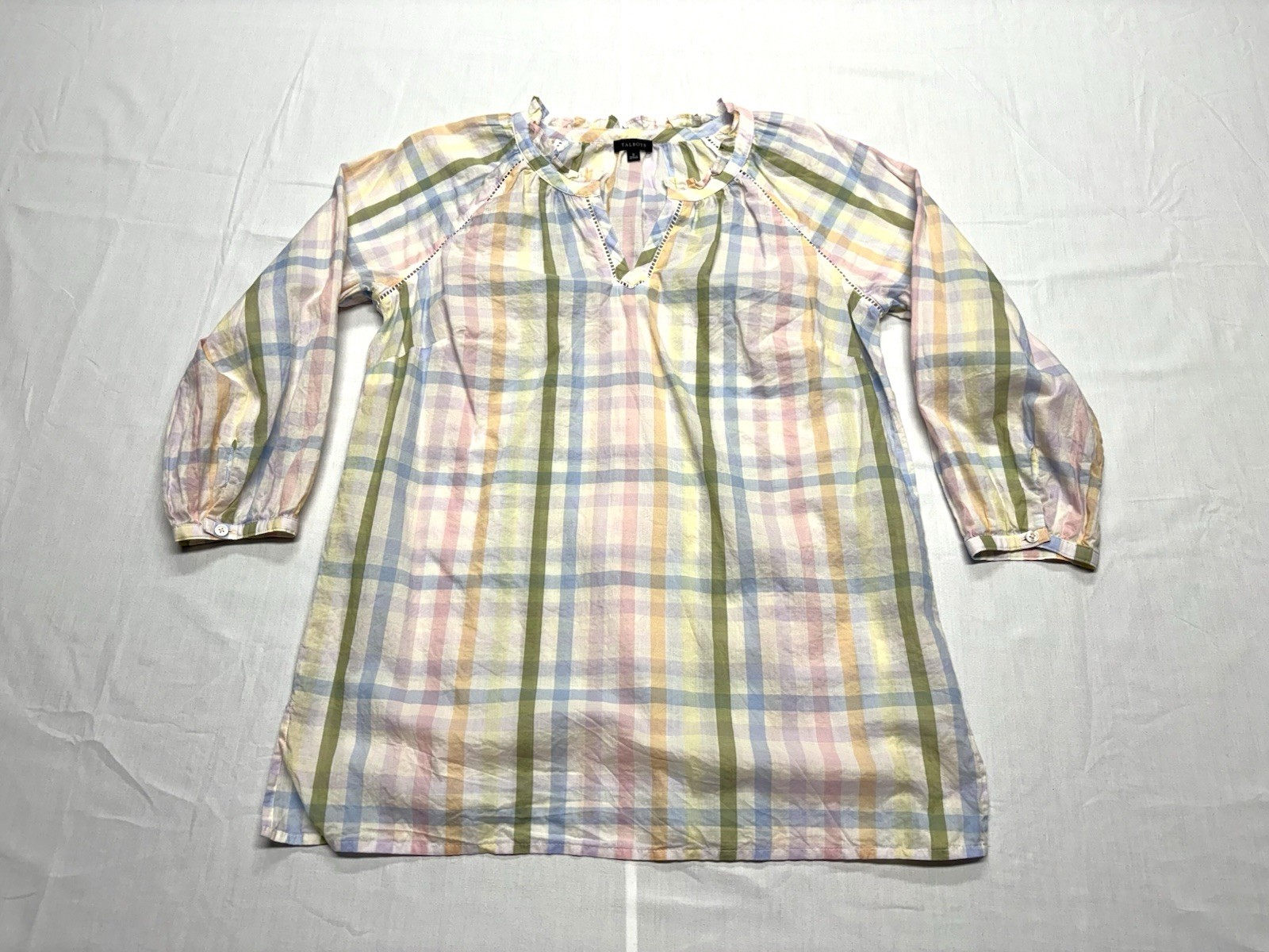 Talbot’s Women’s Blouse Gingham Tunic Soft Cottagecore Prairie Lightweight Small