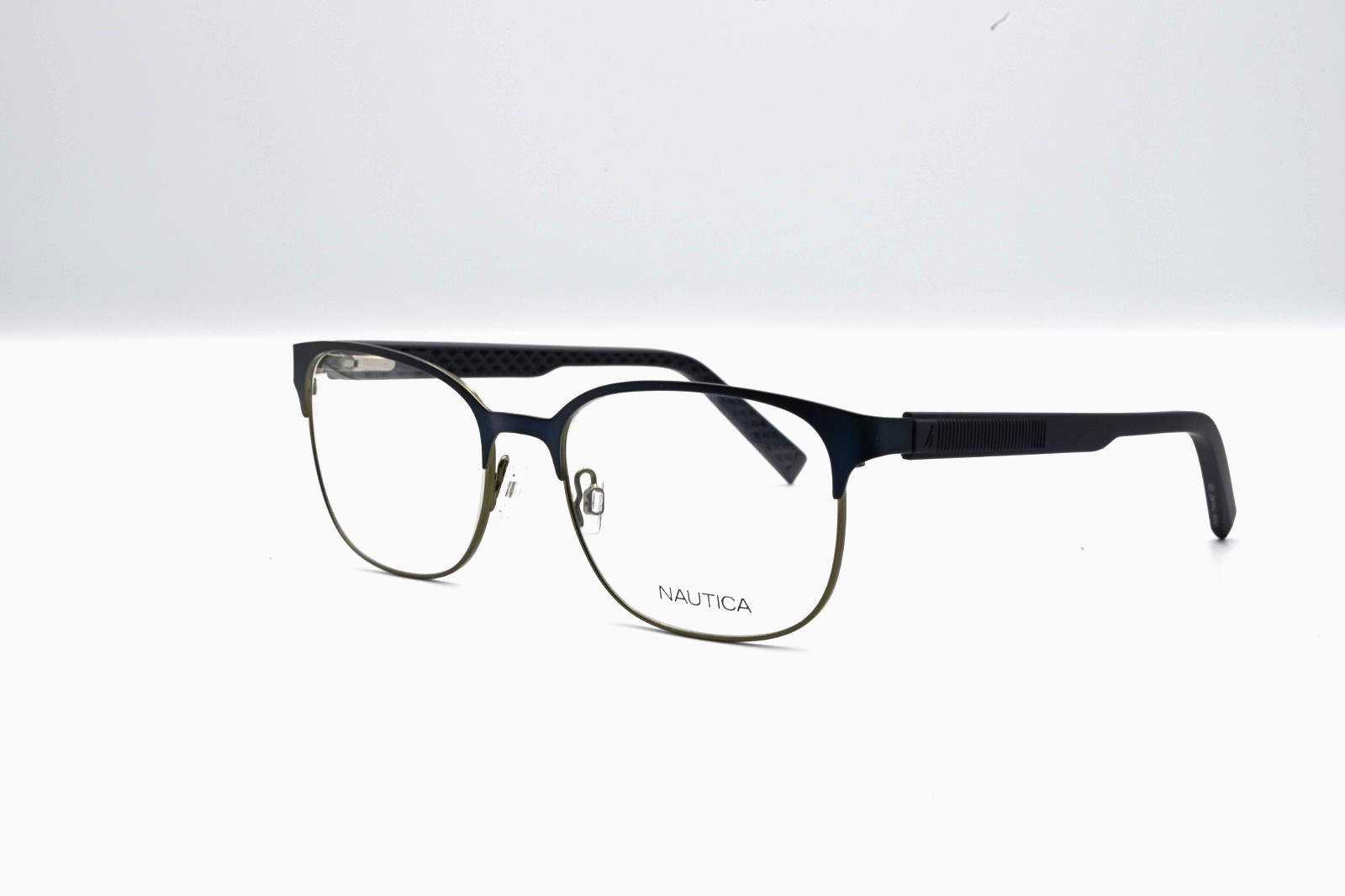 Nautica Men\'s N9293 Half Rim Eyeglass Frames Matte Navy 55-18-145