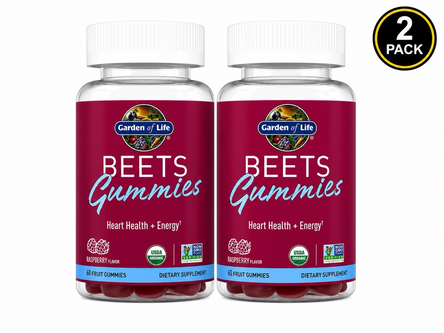 (2 Pack) Garden of Life, Beets Gummies, Heart Health + Energy,  EXP: 11/26+