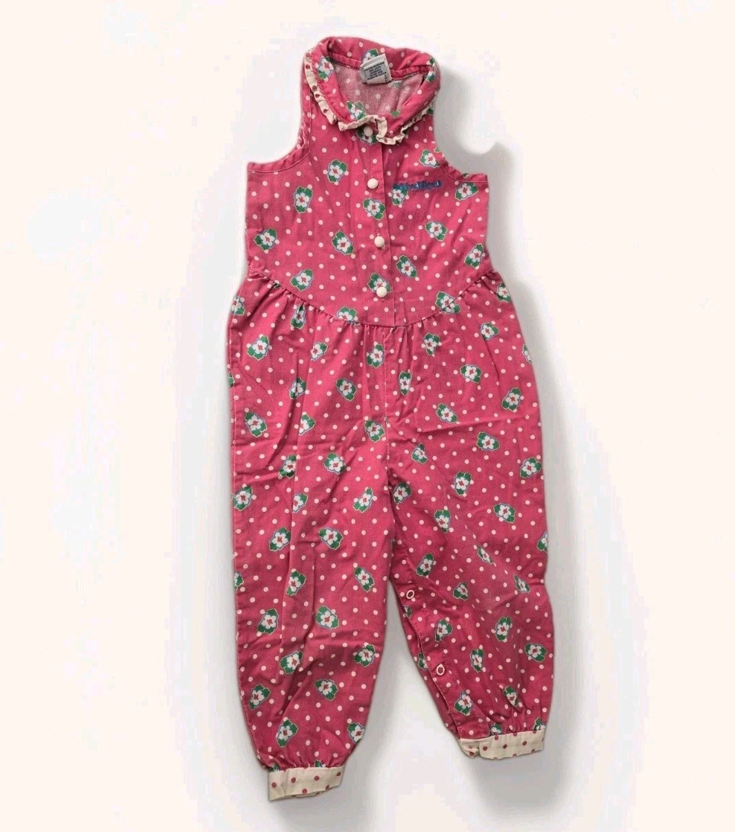 Vintage OshKosh B\'Gosh 3T Pink Floral Polka Dot Romper Jumpsuit USA Made Vintage OshKosh B\'Gosh 3T Pink Floral Polka Dot Romper Jumpsuit USA Made