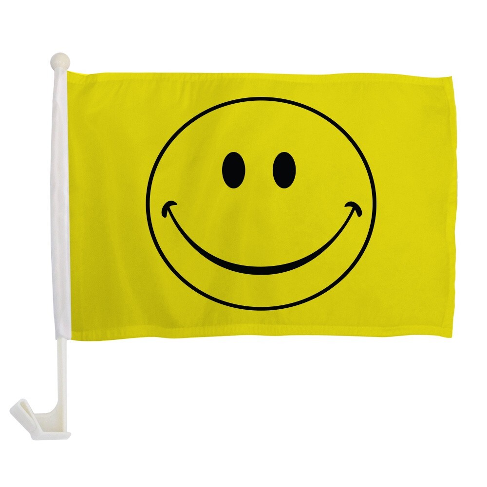 1 Dozen Yellow Happy Face 12x16in Single-Sided Smiley Face Car Window Flags 1 Dozen Yellow Happy Face 12x16in Single-Sided Smiley Face Car Window Flags