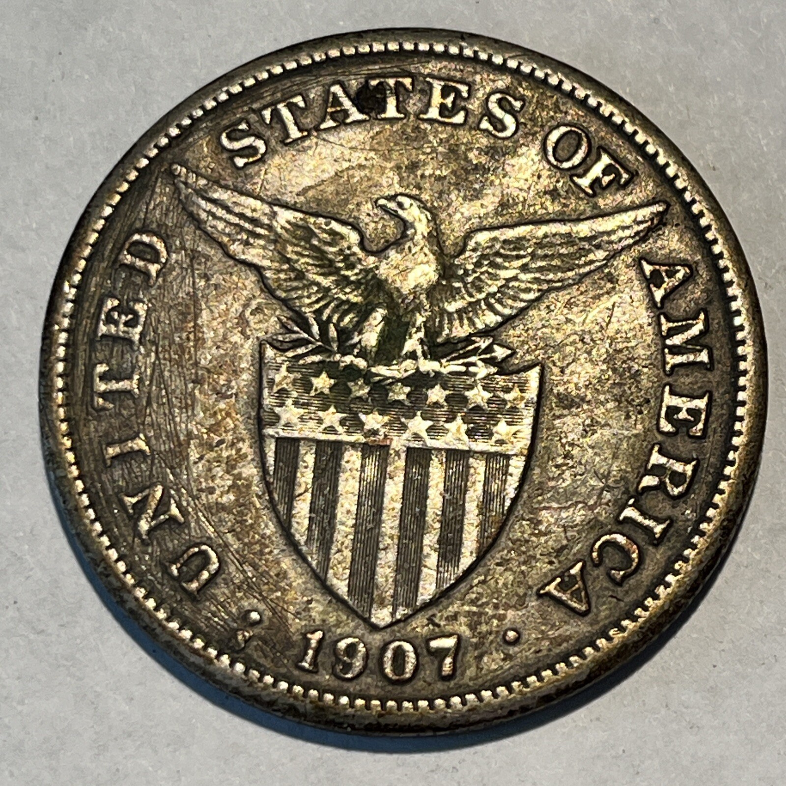 1907 S One Peso Filipinas United States Of America Silver Large Coin