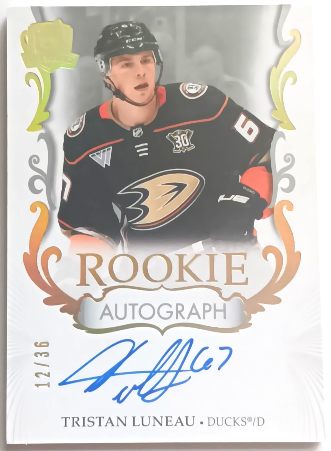 2023-24 UD The Cup Rookie Autograph Tristan Luneau /36 Anaheim Ducks