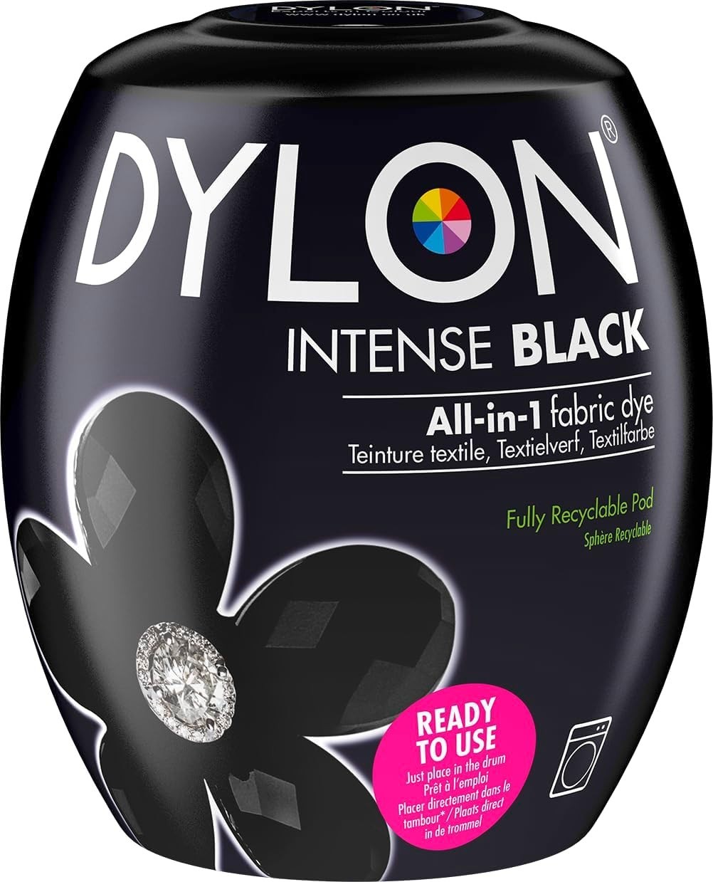 Dylon Machine Dye Pod Intense Black 350g for Fabrics Revive Jeans Towels