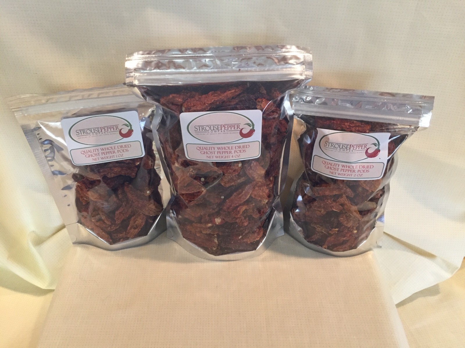1, 2, OR 4 OZ QUALITY WHOLE DRIED GHOST PEPPERS, PROUDLY GROWN IN THE USA