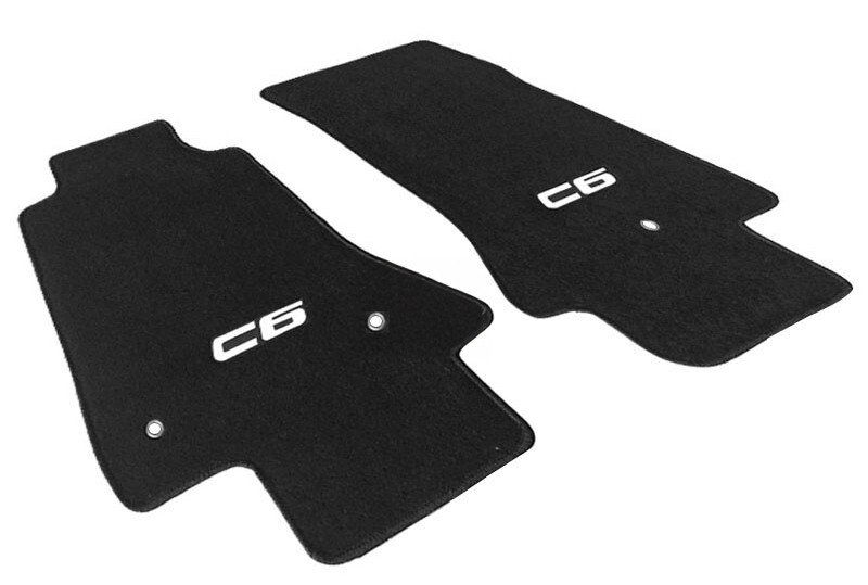 For 05-13 Chevy Corvette C6 2 Pcs Front Black Carpet Embroidered Floor Mats 
