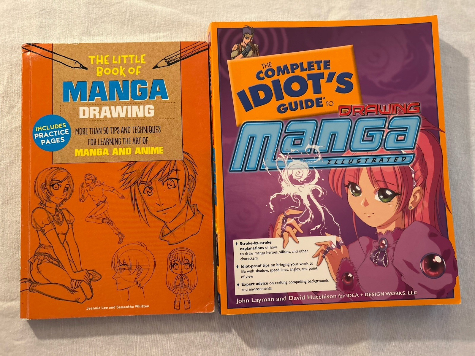 Lot of 2 Manga Drawing Books (The Little Book of Manga Drawing/Idiot’s Guide)