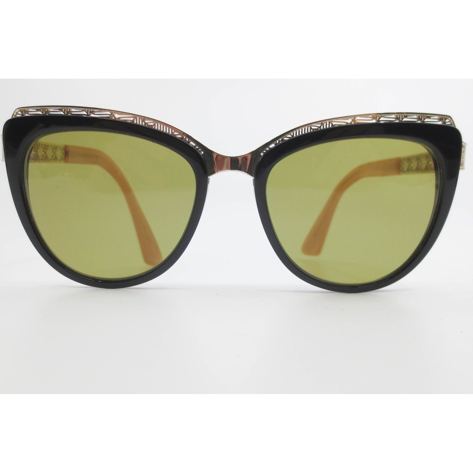 Nicole Miller New York TULIPCG Cat Eye Eyeglasses Black Coral Gold Filigree 55mm