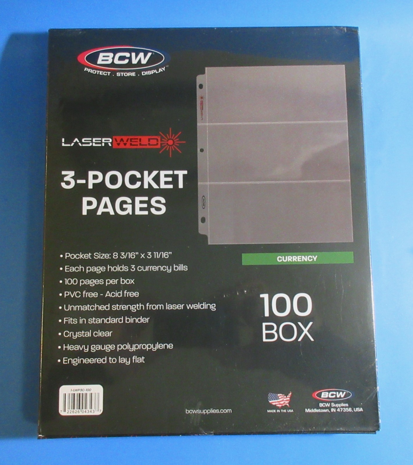 100 BCW LASERWELD 3-POCKET CURRENCY PAGES FOR LARGE BILLS-ACID FREE 100 BCW LASERWELD 3-POCKET CURRENCY PAGES FOR LARGE BILLS-ACID FREE