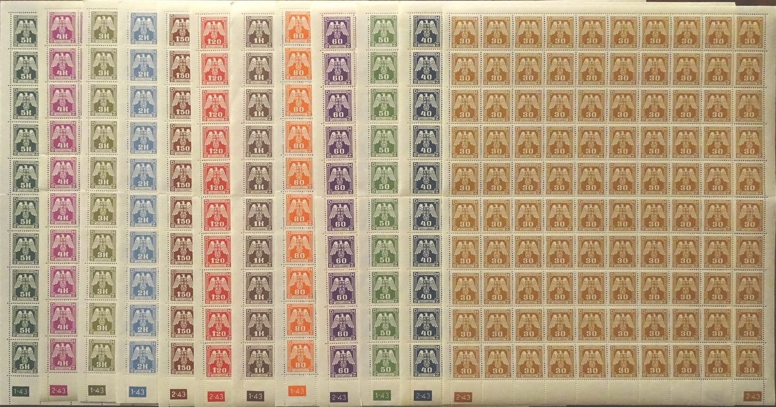 Stamp Germany Bohemia Czechoslovakia Official Mi 13-24 Sheet 1940 WWII Set MNH