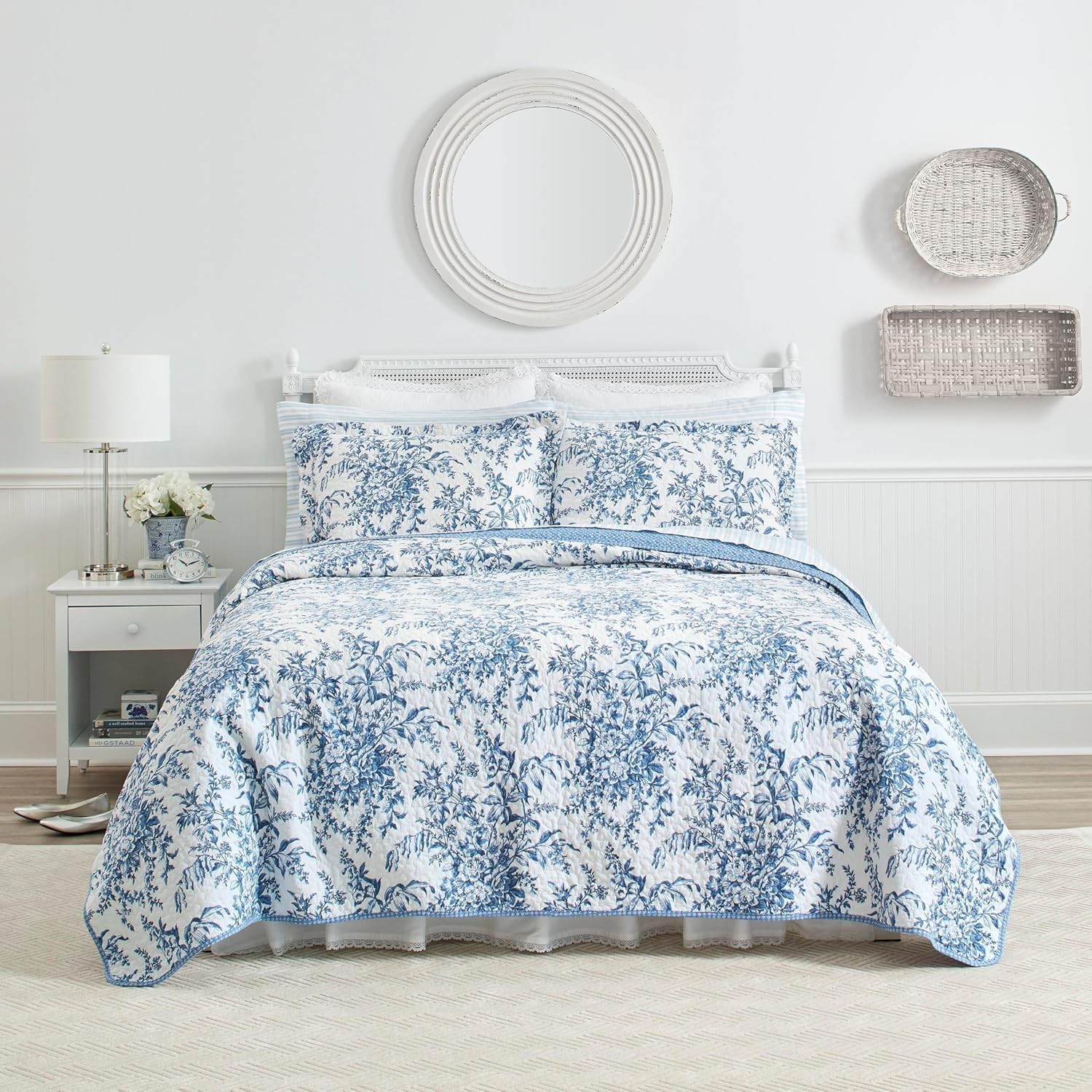 Laura Ashley Home - Queen Quilt Set, Reversible Cotton Bedding 2016 Laura Ashley Home - Queen Quilt Set, Reversible Cotton Bedding 2016