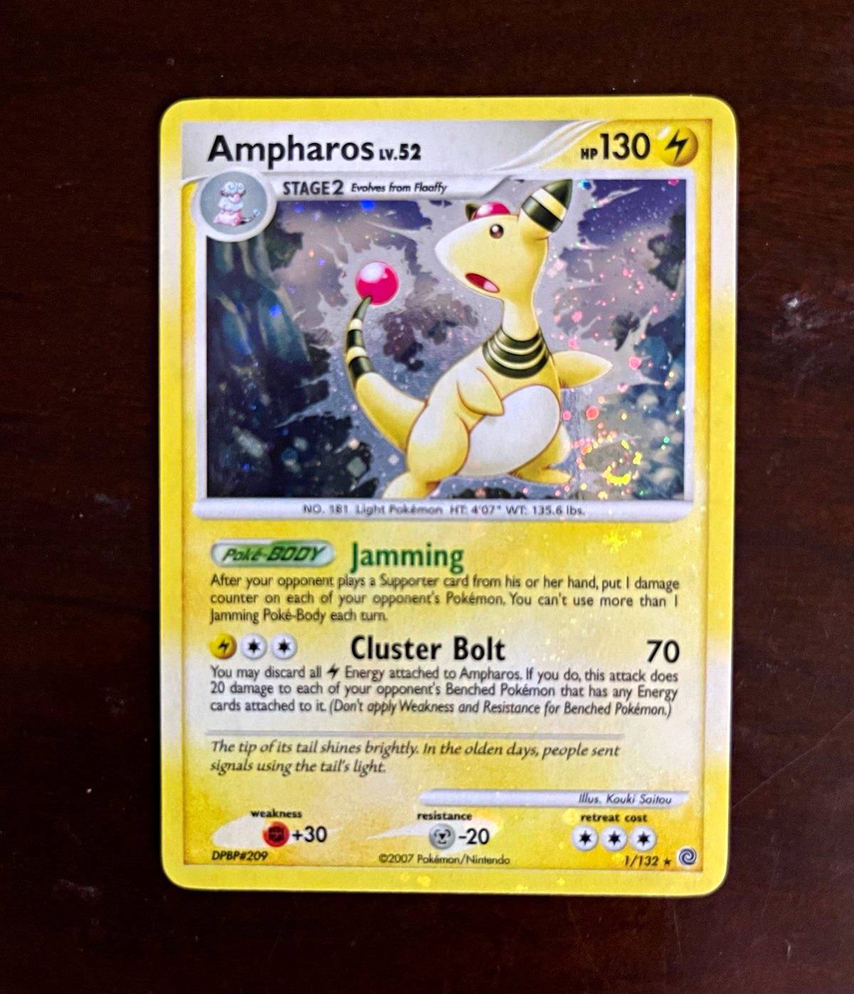 Pokémon Ampharos 1/132 Secret Wonders Reverse Holo Rare 130 HP Stage 2 Eng