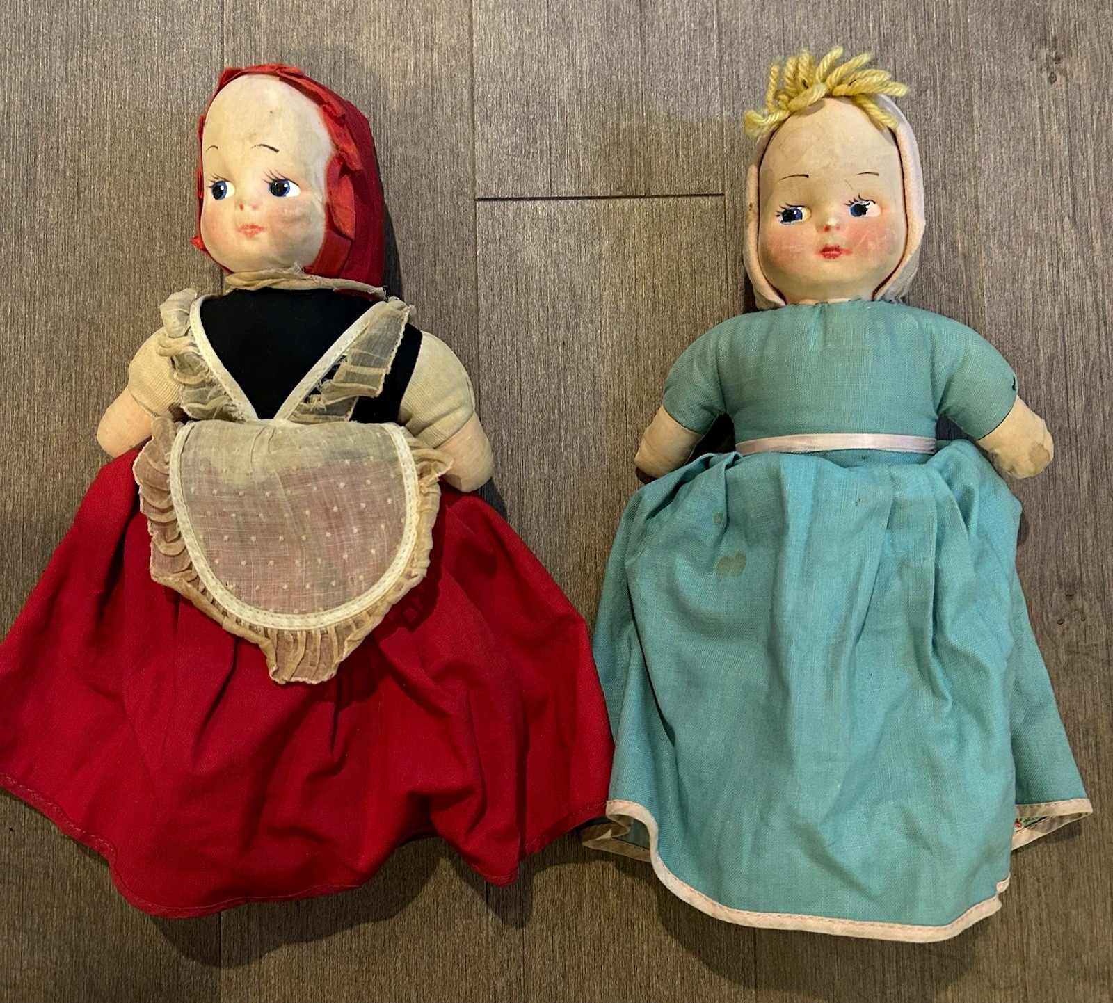 Two Vintage Topsy Turvy Dolls - Little Red Riding Hood and Grandmother w/ Music