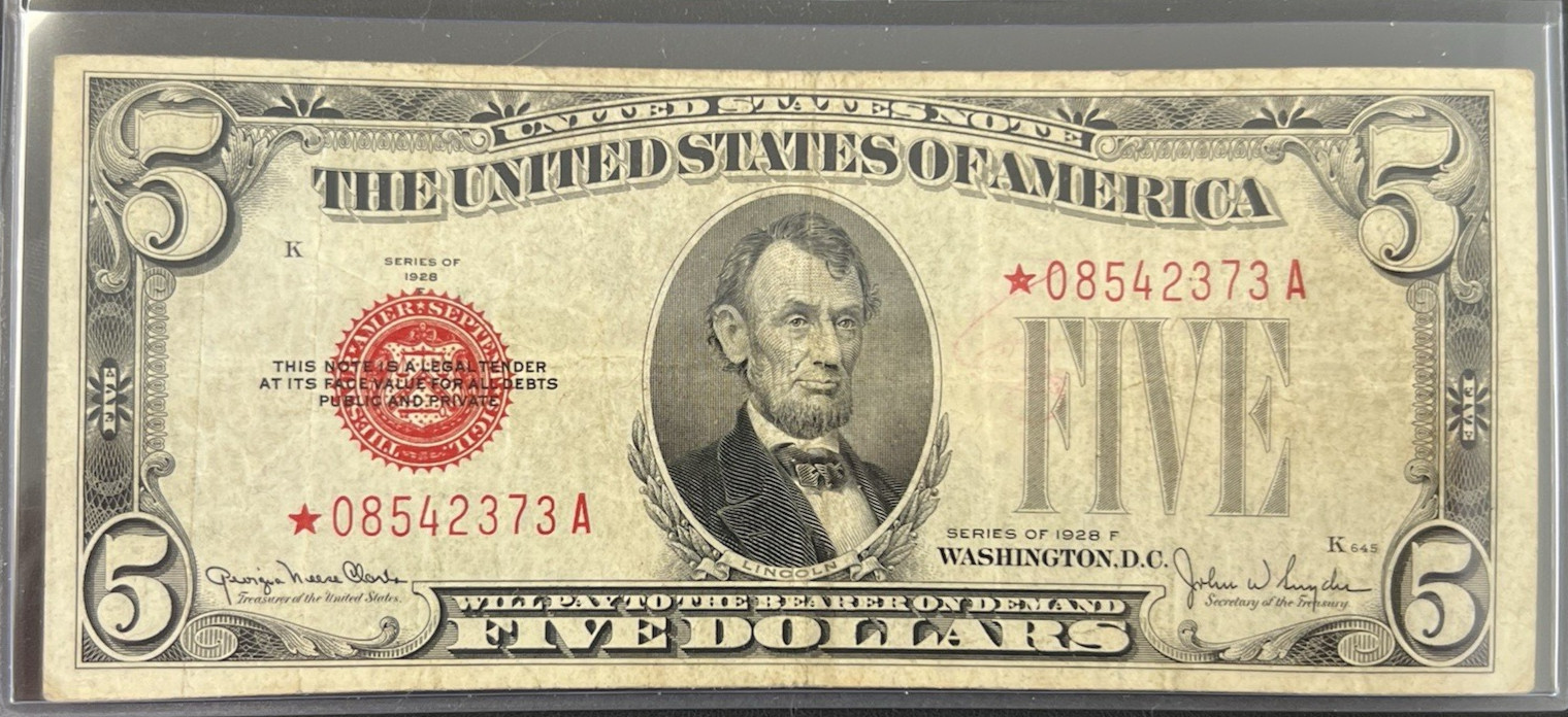 FR. 1531* 1928-F $5 FIVE DOLLARS *STAR* LEGAL TENDER UNITED STATES NOTE WIDE I FR. 1531* 1928-F $5 FIVE DOLLARS *STAR* LEGAL TENDER UNITED STATES NOTE WIDE I