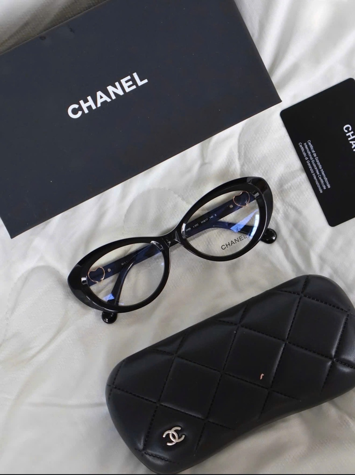 Chanel CH3466 Soft Cat Eye Eyeglasses Black 54-17 140 Women's