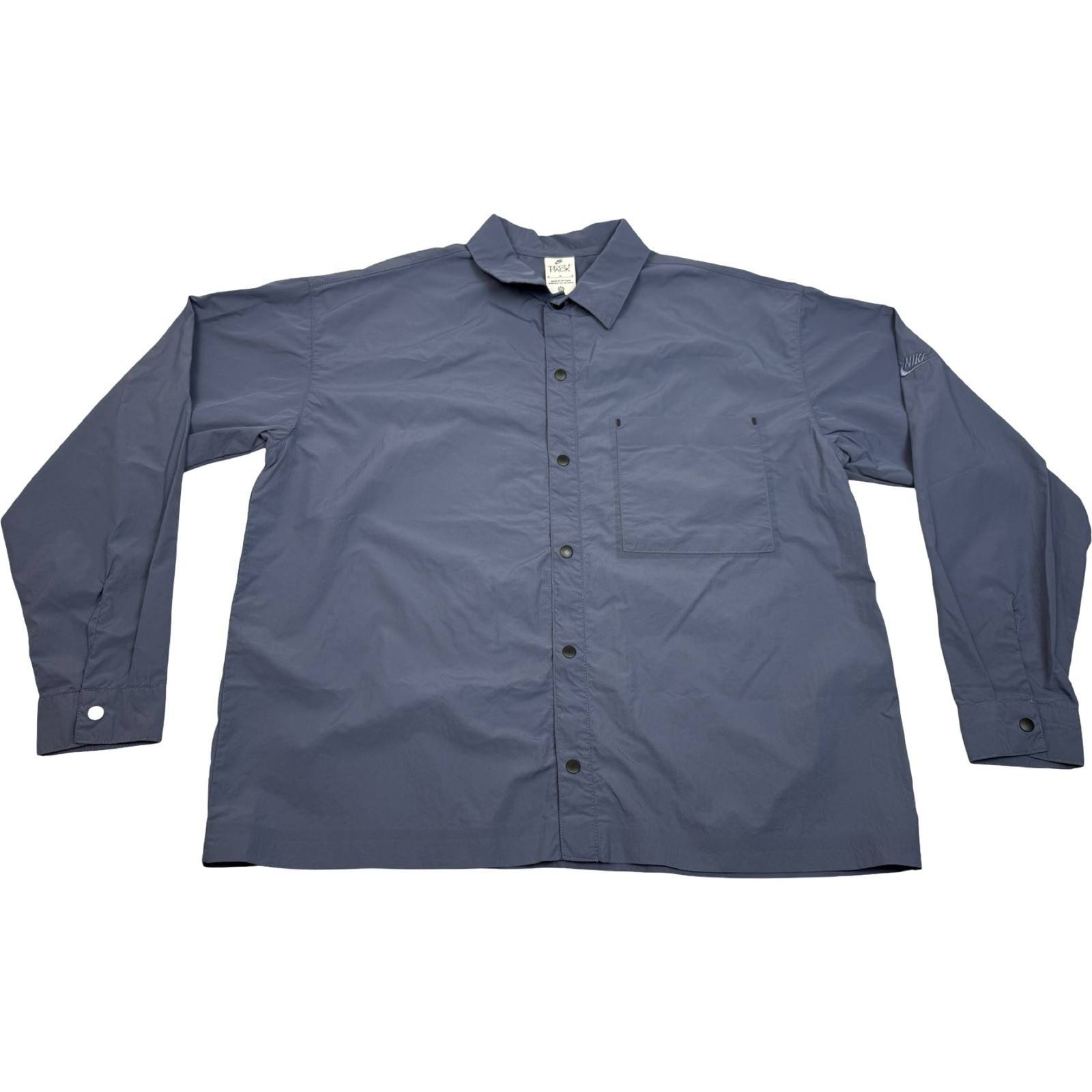 Nike Sportswear Tech Pack Mens Medium Woven L/S Snap Shirt DX0205-491 Blue