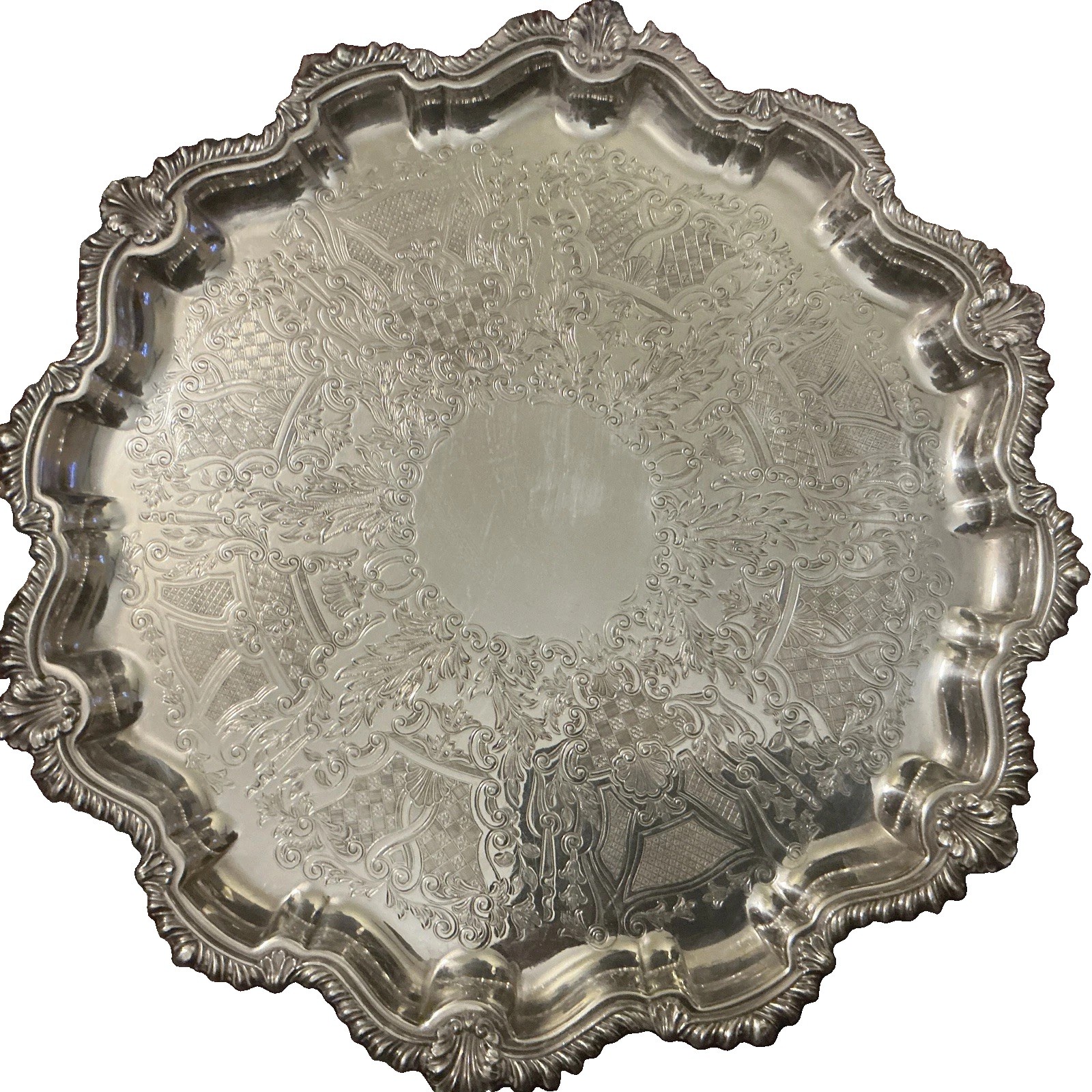 Antique Ellis Barker 1900 SILVER PLATED SALVER TRAY CONTINENTAL early 1900’s