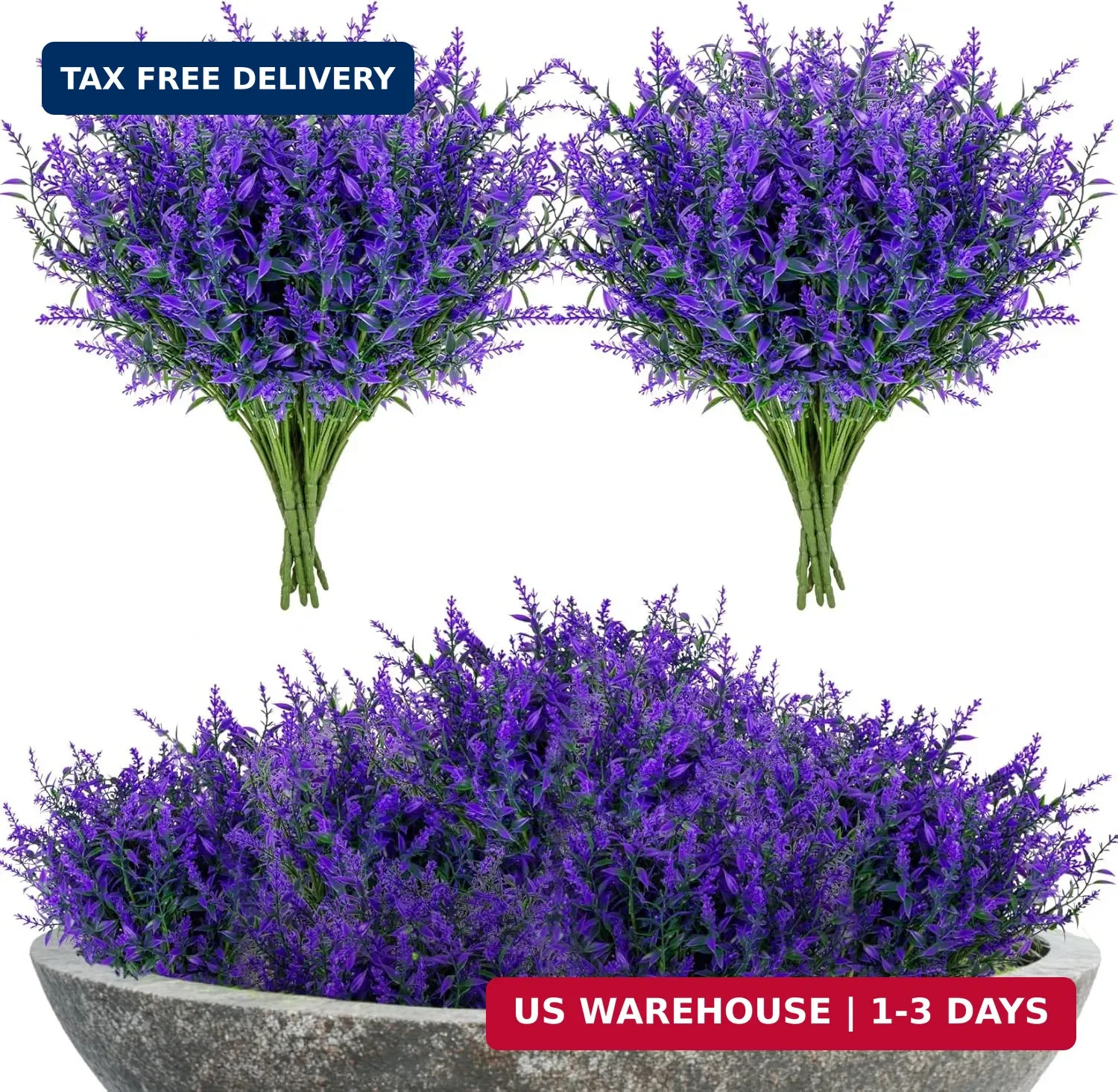 RAINFLOW Artificial Lavender Flowers - 7 Pcs Artificial Flowers for Outdoors Fau