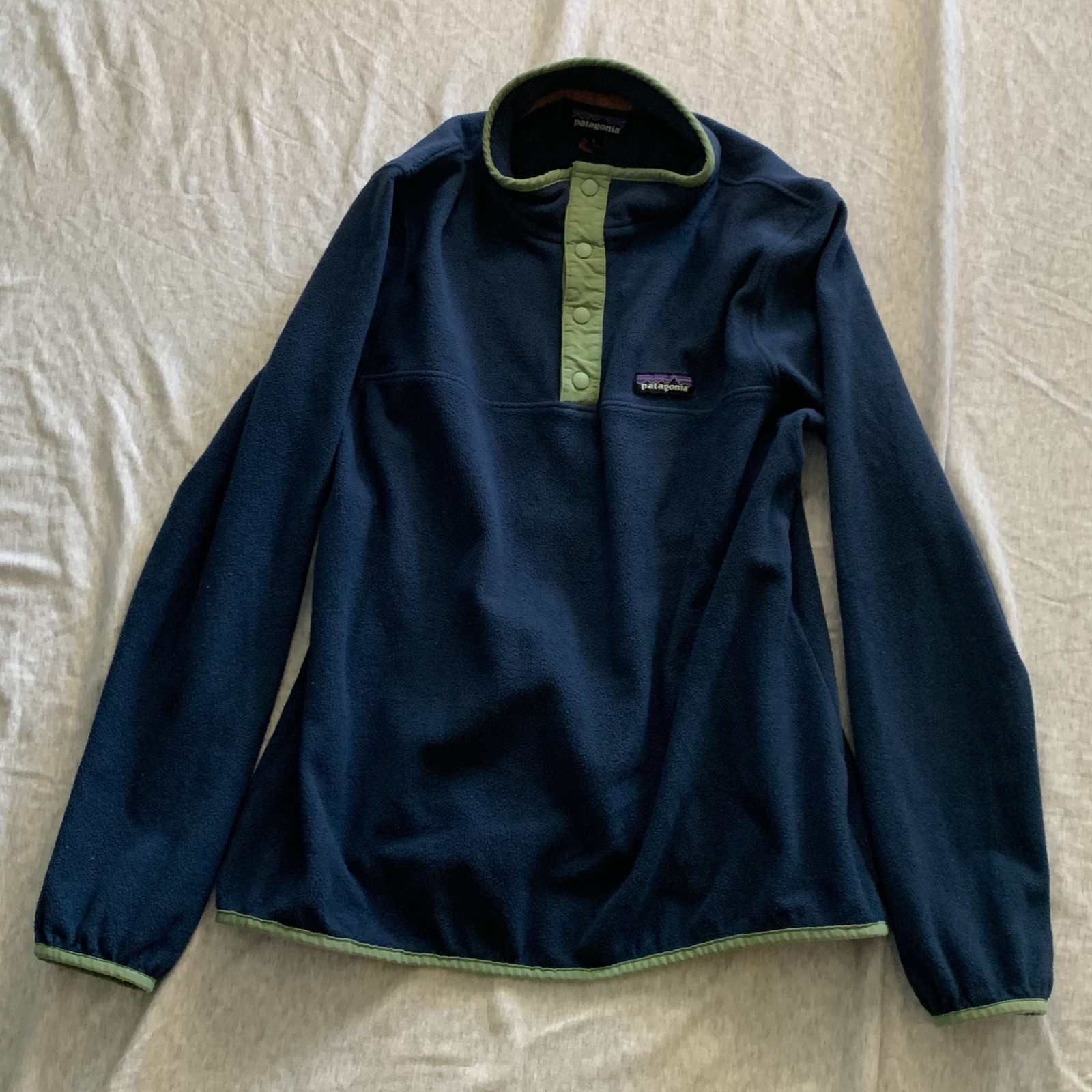 Men\'s Medium Patagonia Snap-T Navy/Mint Pullover Jacket