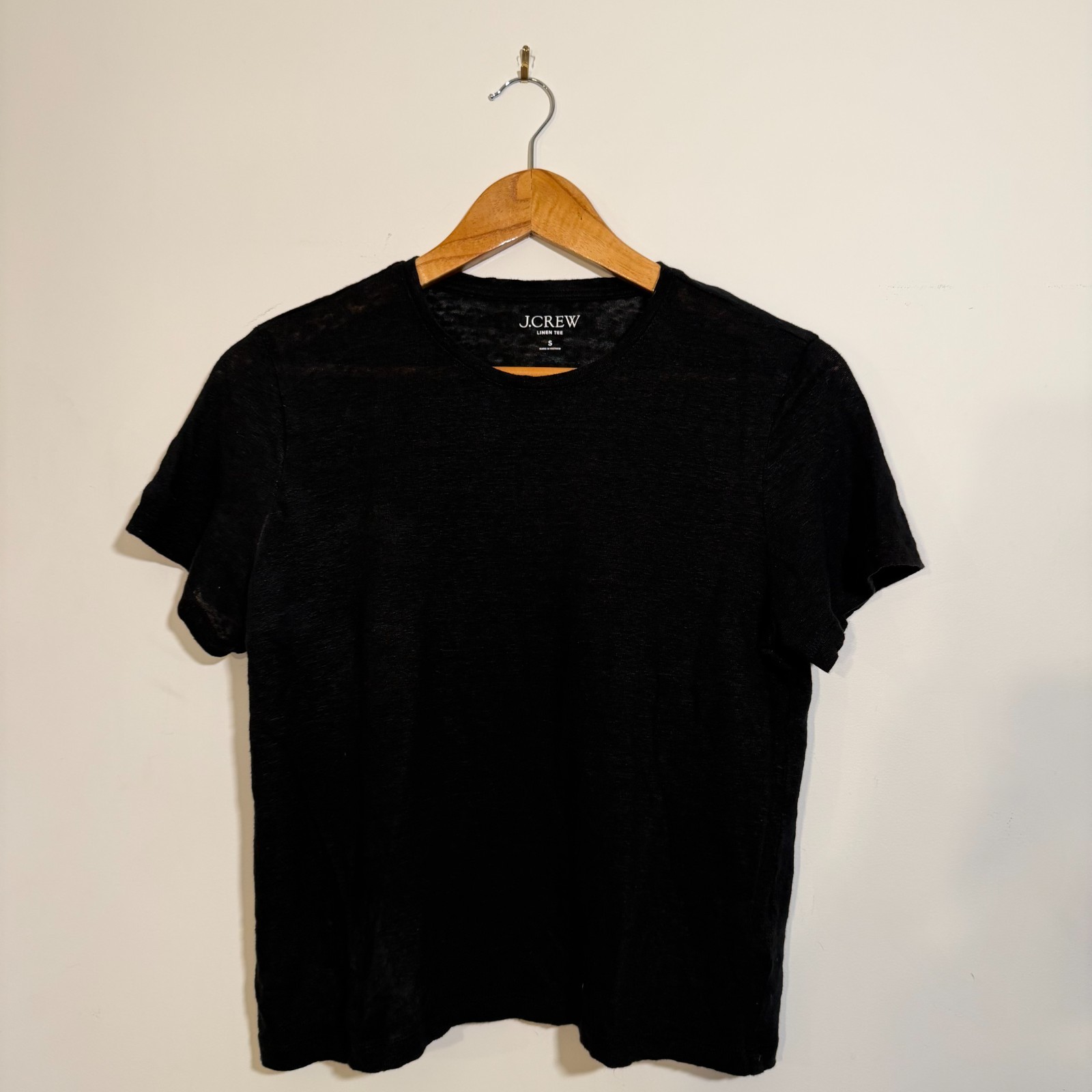 J. CREW Women\'s RELAXED LINEN CREWNECK T-SHIRT Machine Wash in/ BLACK Size S J. CREW Women\'s RELAXED LINEN CREWNECK T-SHIRT Machine Wash in/ BLACK Size S