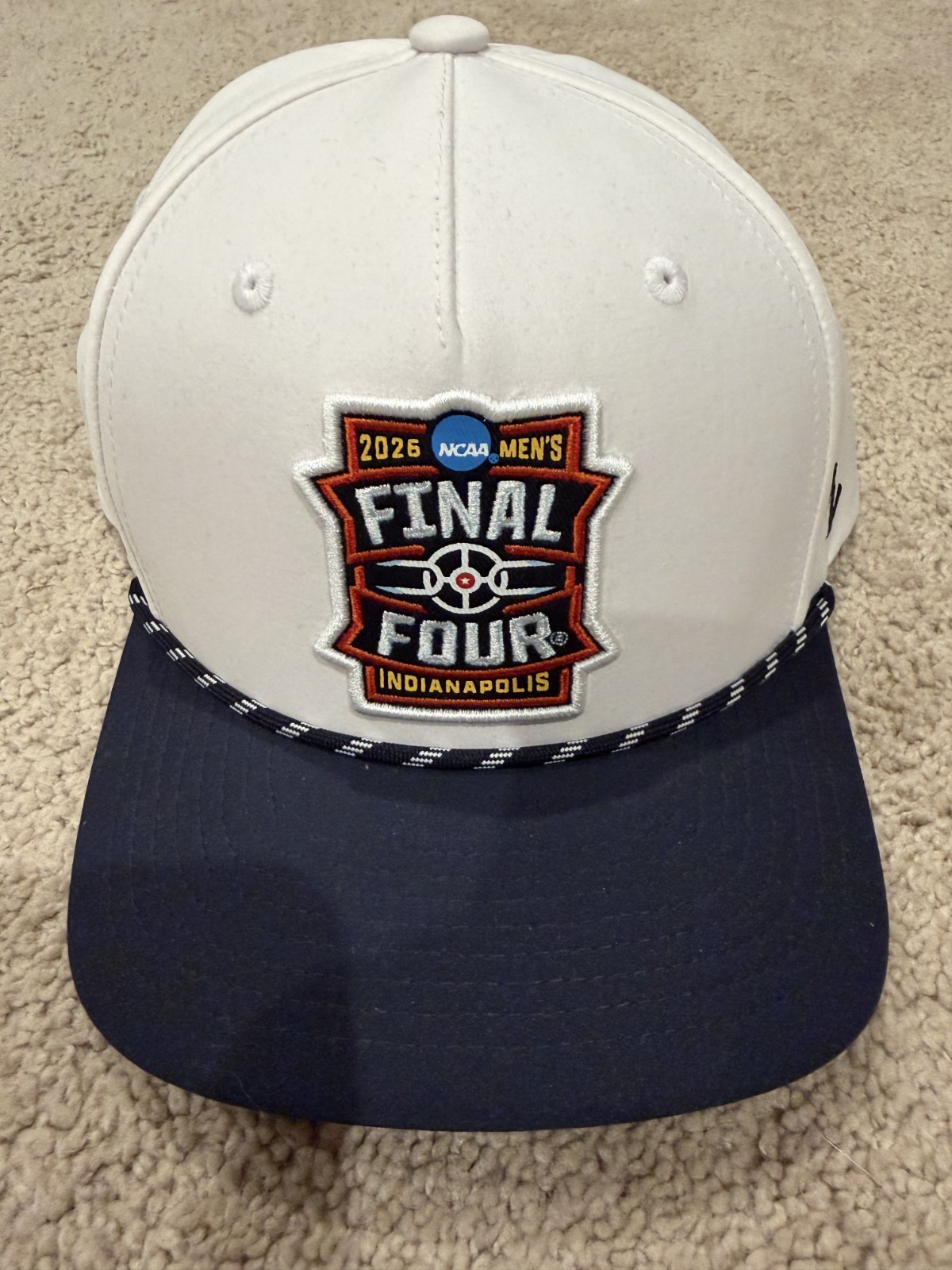 2026 NCAA Final Four Indianapolis Zephyr Snapback Hat White Navy Rope NWT