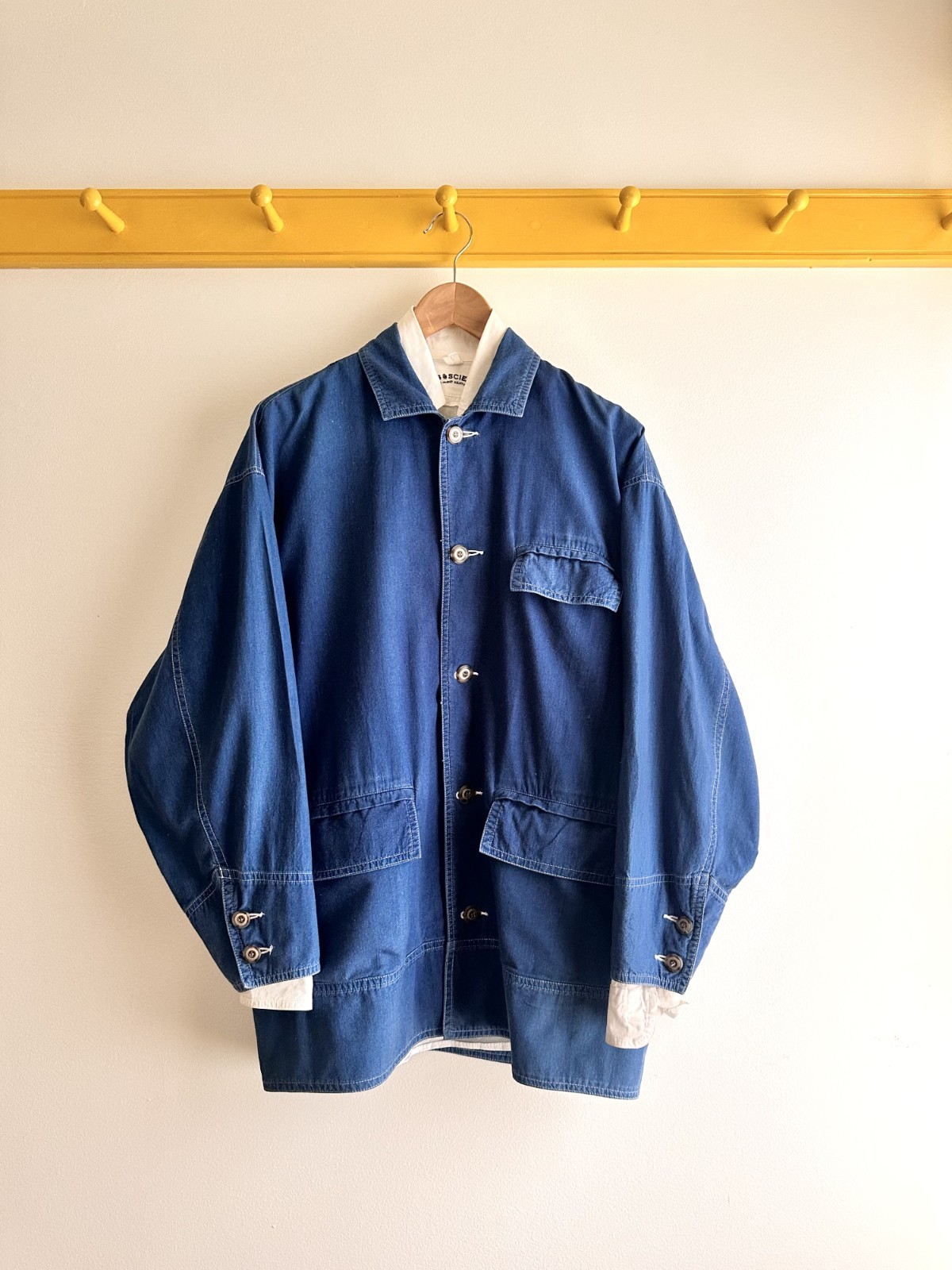 Vintage 80s HAI SPORTING GEAR x Issey Miyake indigo cotton chore coat jacket ML