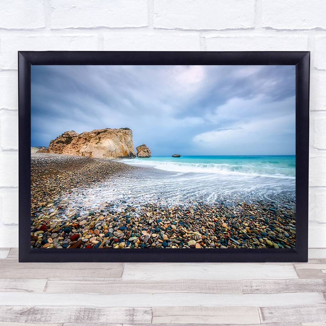Aphrodite\'s Birth Place Beach Seascape Pebbles Stone Surf Wall Art Print