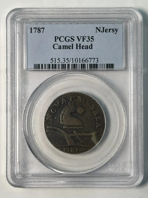 1787 New Jersey Copper  PCGS VF-35 BN Camel Head- Great Surfaces