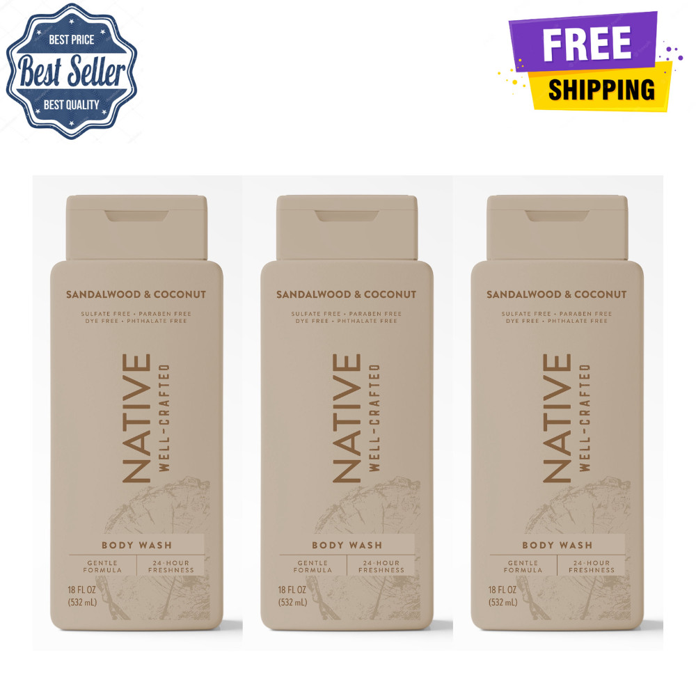 Native Men\'s Body Wash, Sandalwood & Coconut, Sulfate Free, 18 fl oz, Pack of 3 Native Men\'s Body Wash, Sandalwood & Coconut, Sulfate Free, 18 fl oz, Pack of 3
