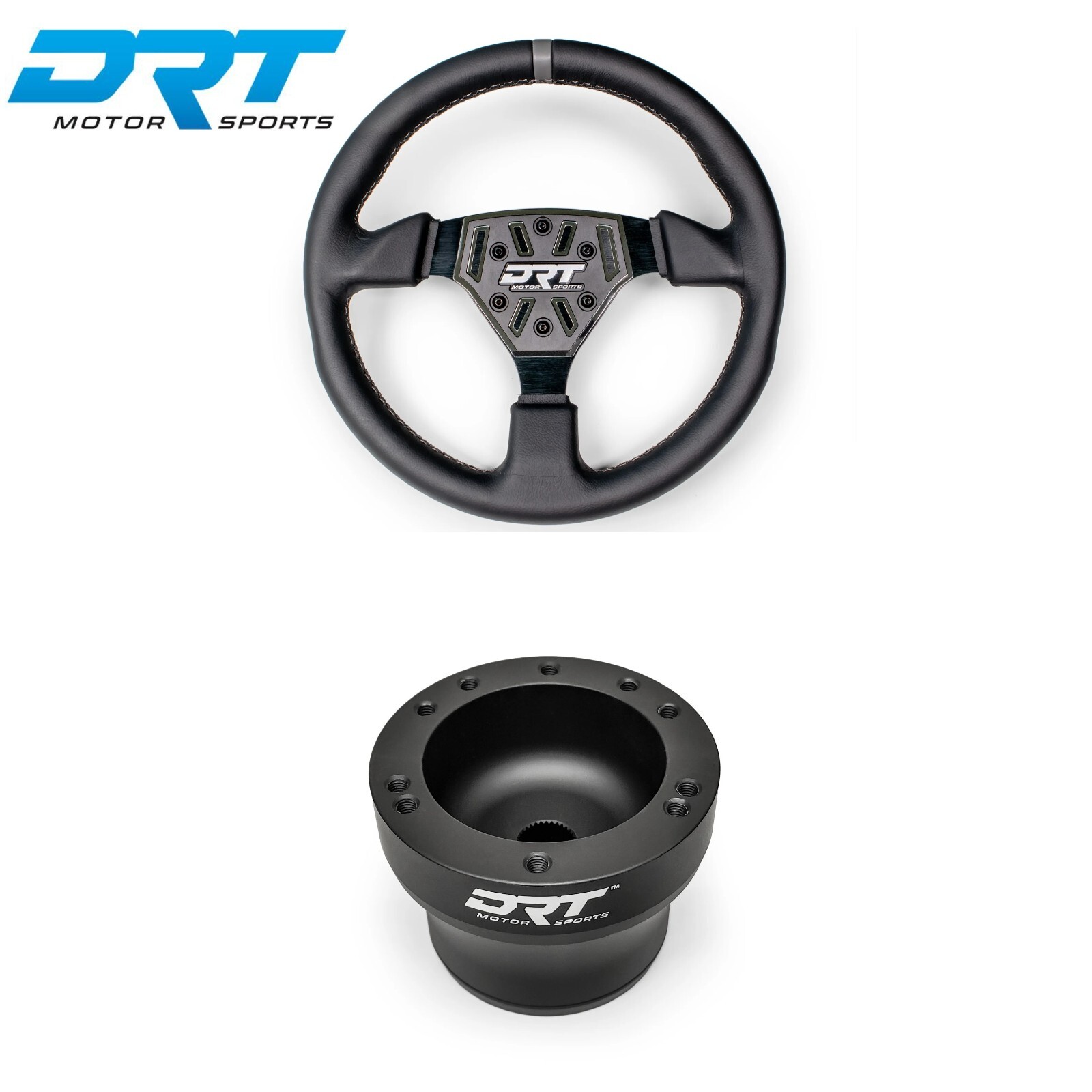 DRT Motorsports 330mm Round Steering Wheel Leather W Adaptor RZR Xpedition X3 DRT Motorsports 330mm Round Steering Wheel Leather W Adaptor RZR Xpedition X3