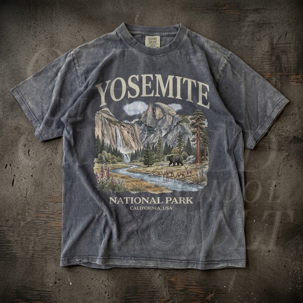 Yosemite National Park California Wildlife Bear Comfort Colors Shirt Retro Tee