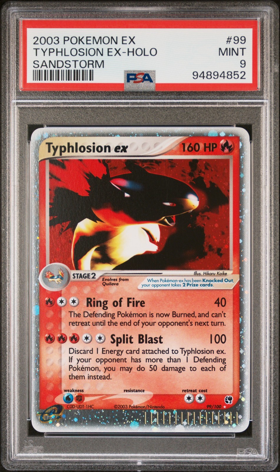 Pokemon Typhlosion ex 99/100 - PSA 9 MINT - 2003 EX Sandstorm Holo Vintage Rare