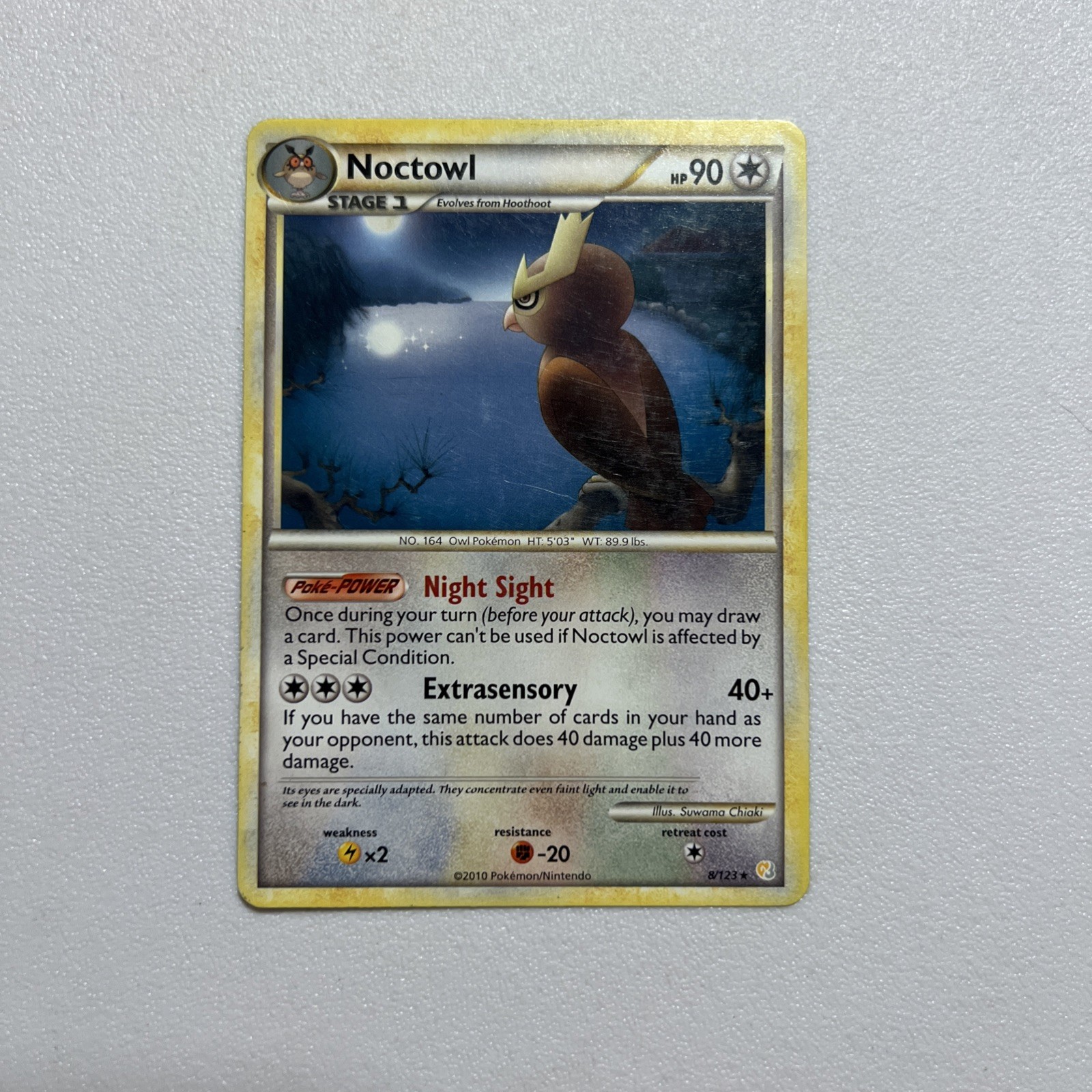 Pokemon Noctowl 8/123 HeartGold SoulSilver Holo Rare HGSS 2010 LP