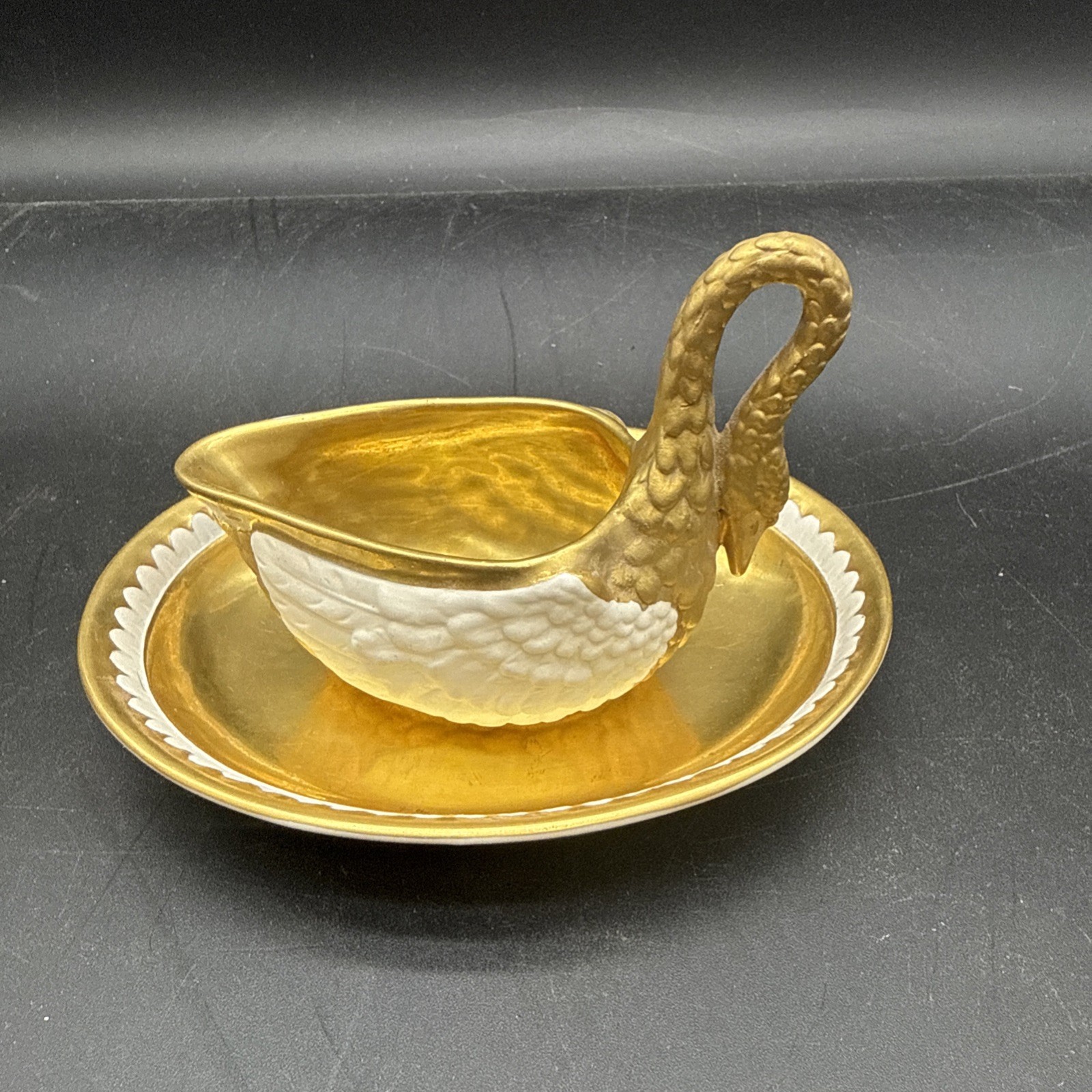 Antique Dresden Carl Thieme Porcelain Swan Cup, 3.5 Antique Dresden Carl Thieme Porcelain Swan Cup, 3.5