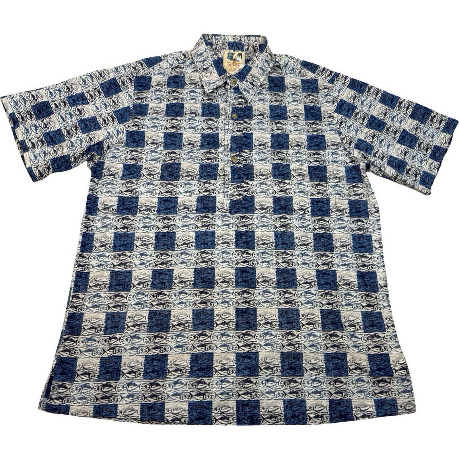 John Severson Kahala Pullover Hawaiian Shirt L Fish Reverse Print Vintage NEW