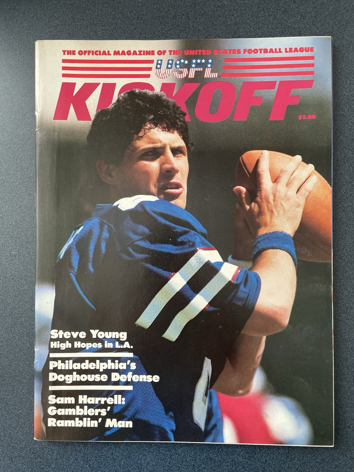 1984 USFL Kickoff magazine - Steve Young on cover - Memphis at Oakland