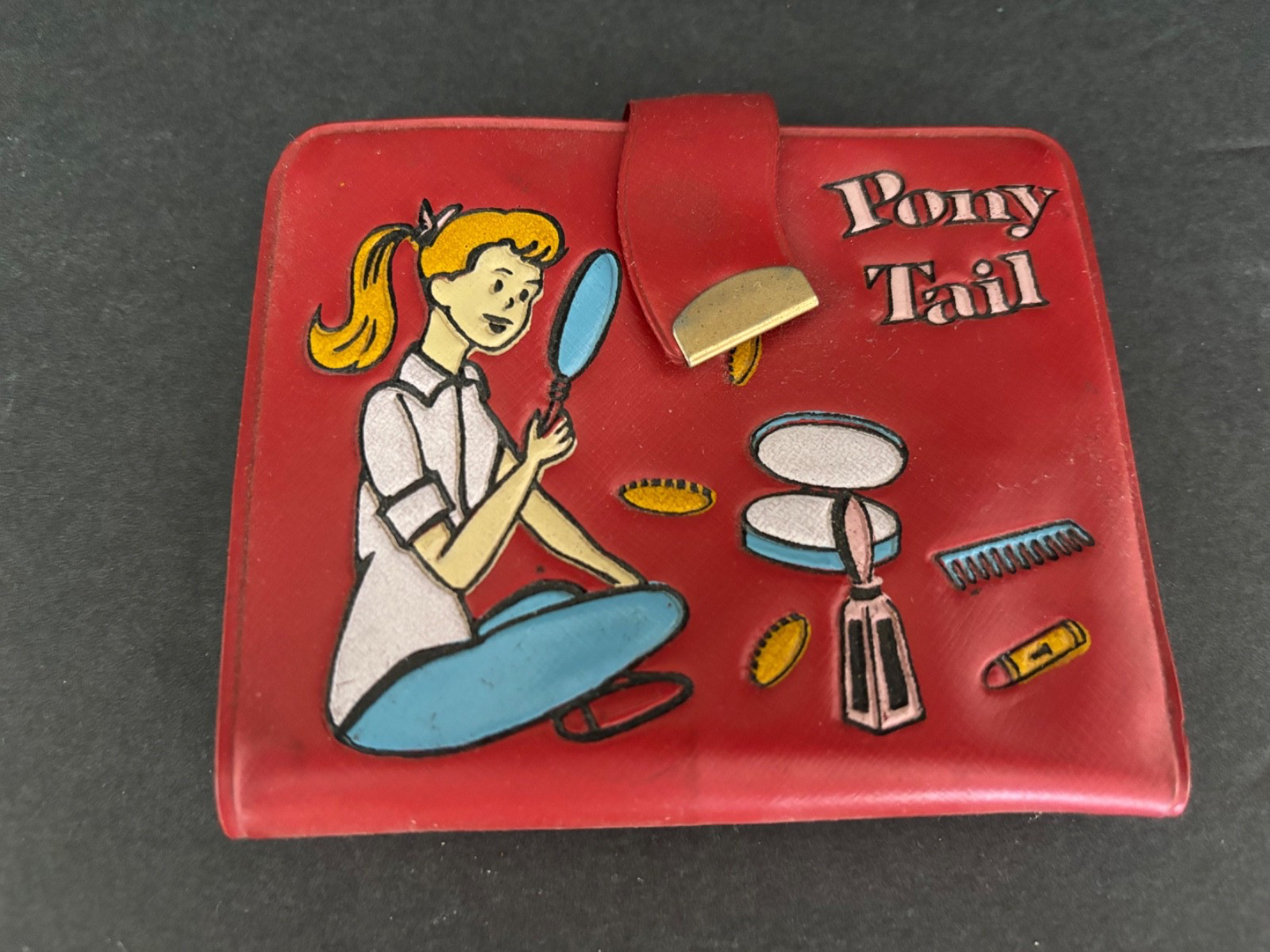 Vintage 1950's Ponytail Date Line Siris Related Red Vinyl Photo wallet Rare Vintage 1950's Ponytail Date Line Siris Related Red Vinyl Photo wallet Rare